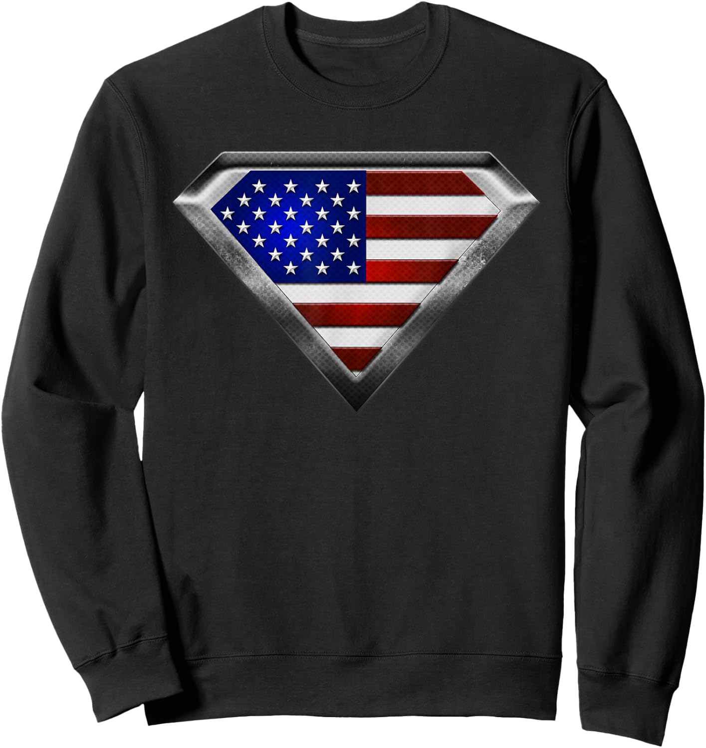 Super USA Flag Superhero Patriotic American Flag Sweatshirt - Sweatshirt | Black
