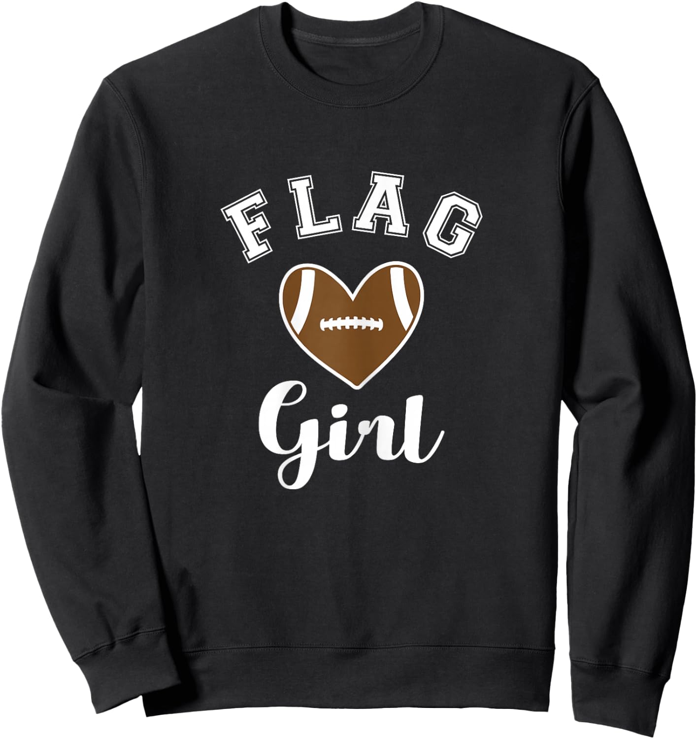 Flag Football Flag Girl Heart Sweatshirt - Sweatshirt | Black