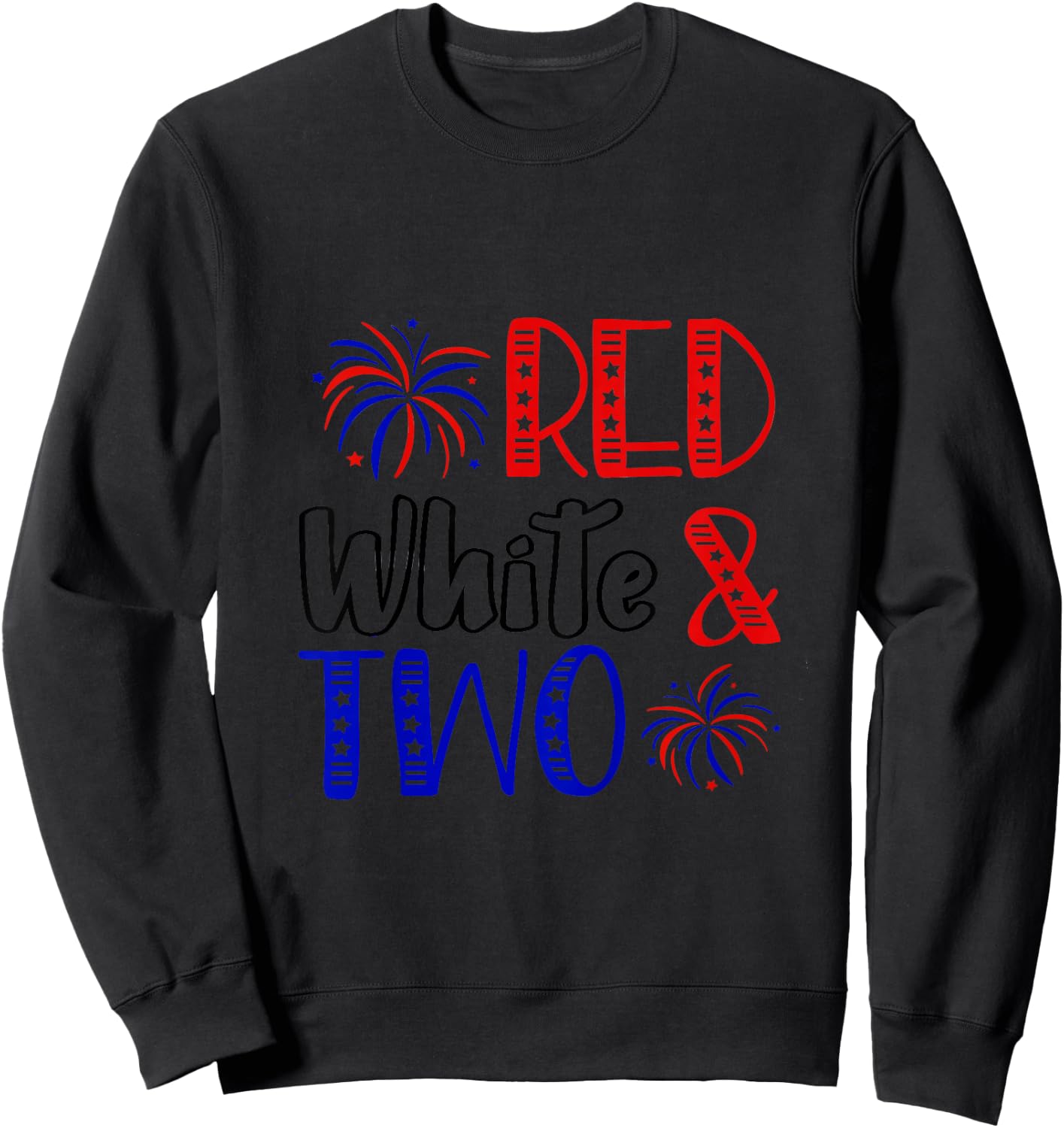 Kids Red White & Two 2nd Birthday 4th Of July Independence Day Sweatshirt - Sweatshirt | Black
