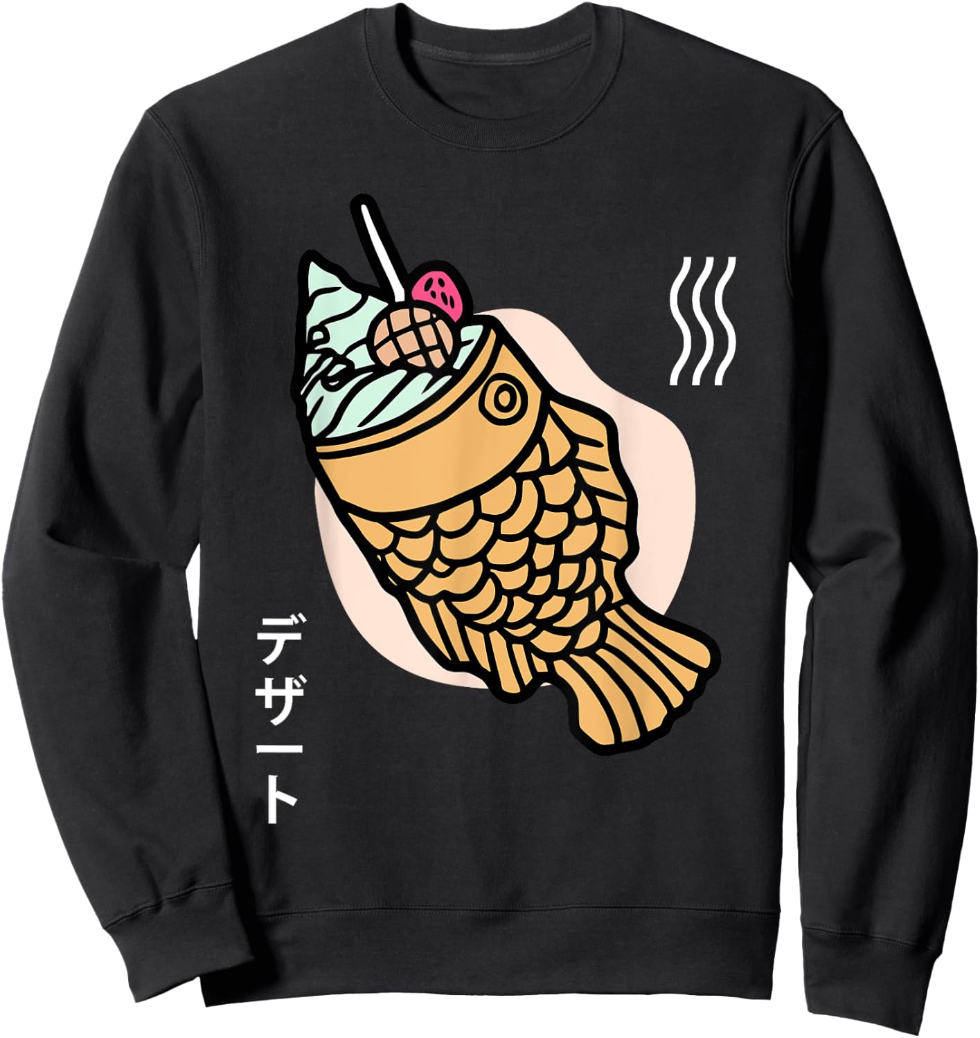 Taiyaki Japanese Ice Cream Desert Fish Shaped Cake Sweatshirt - Sweatshirt | Black