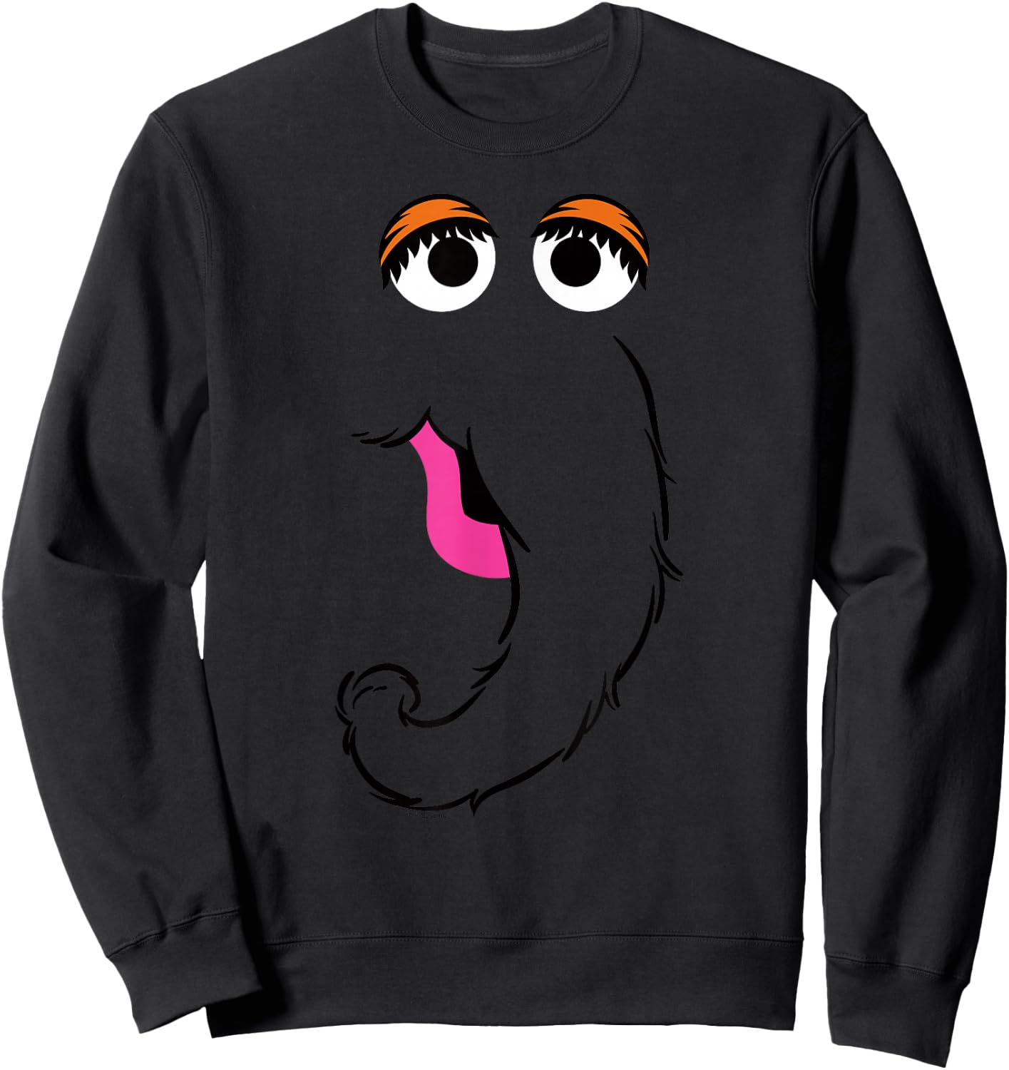 Sesame Street Snuffleupagus Face Halloween Costume Sweatshirt - Sweatshirt | Black