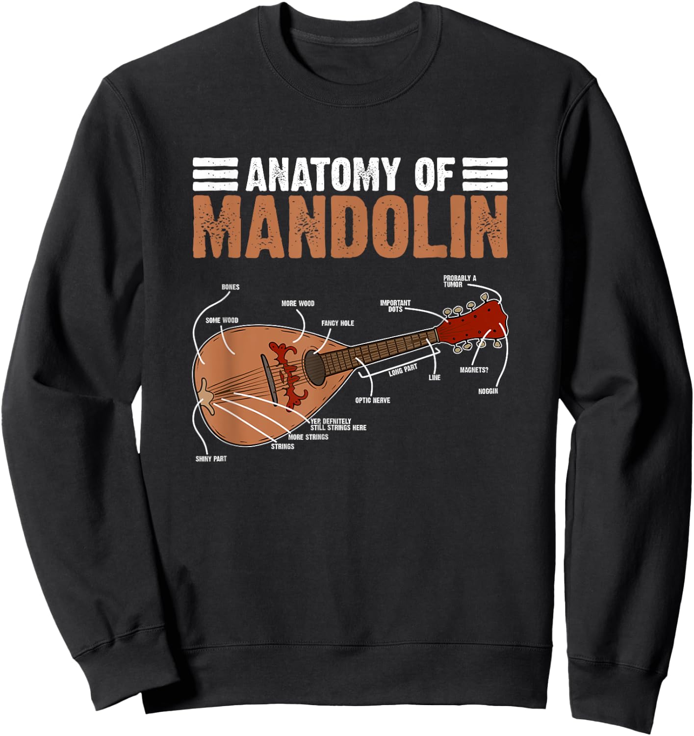 Mandolinist Country Music Bluegrass Anatomy Of Mandolin Sweatshirt - Sweatshirt | Black
