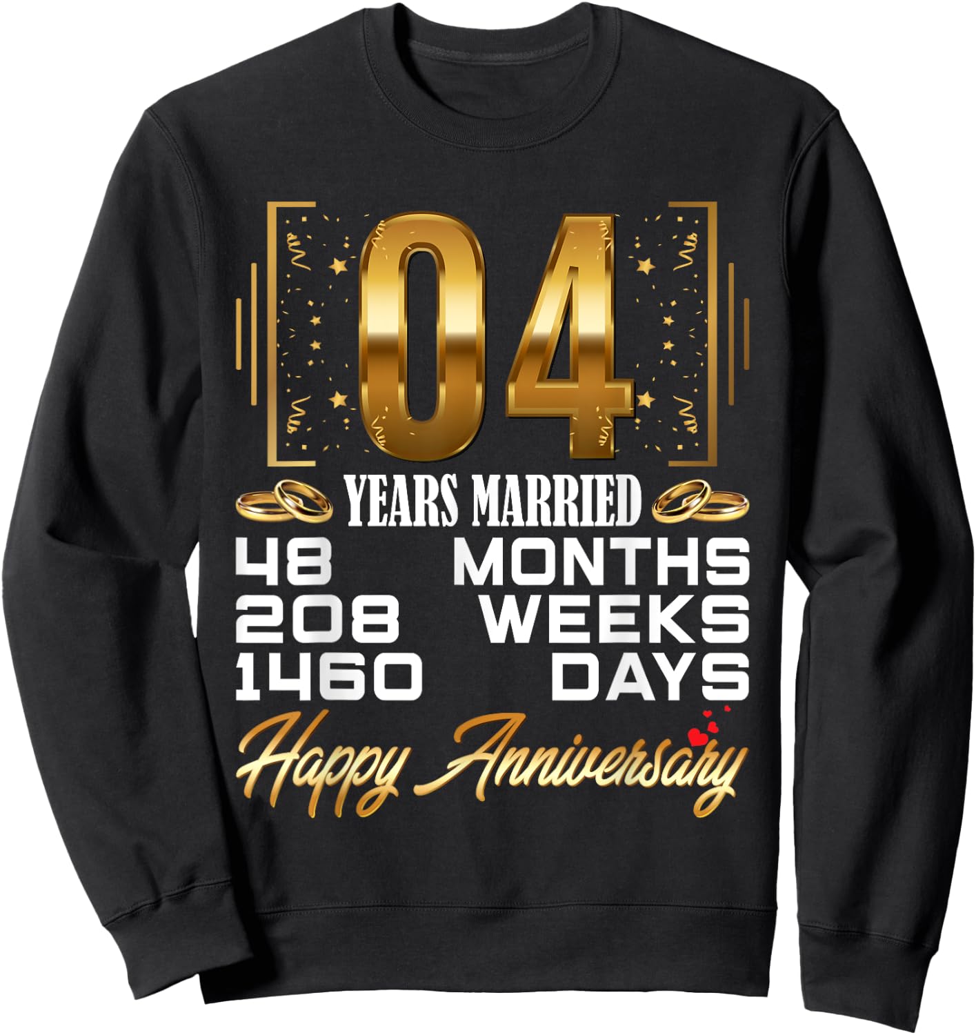 4 Years Married - Funny 4th Wedding Anniversary Sweatshirt - Sweatshirt | Black