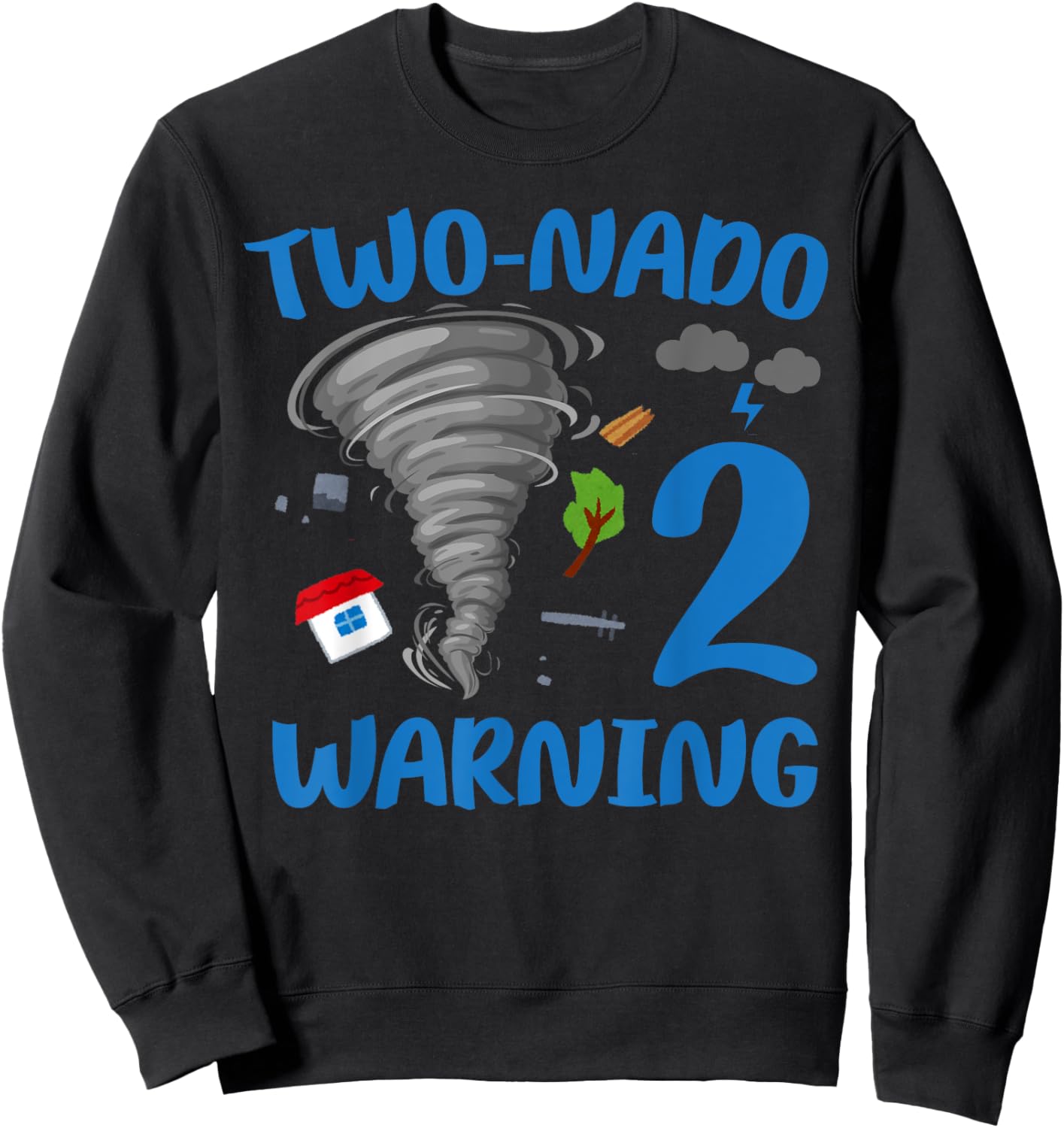 Kids Two-nado Warning 2nd Birthday Theme Tornado Party Sweatshirt - Sweatshirt | Black