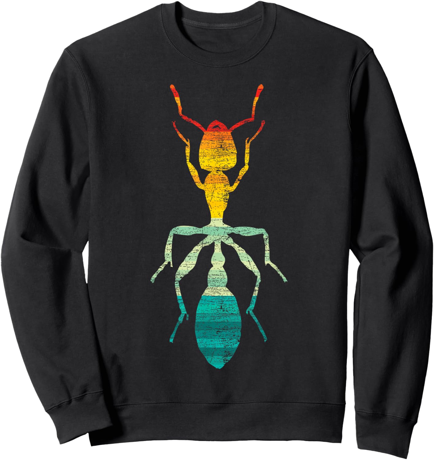 Insect Ant Design Retro Ant -Adults, -Kids Black Small Classic Fit Short Sleeve Sweatshirt - Sweatshirt | Black