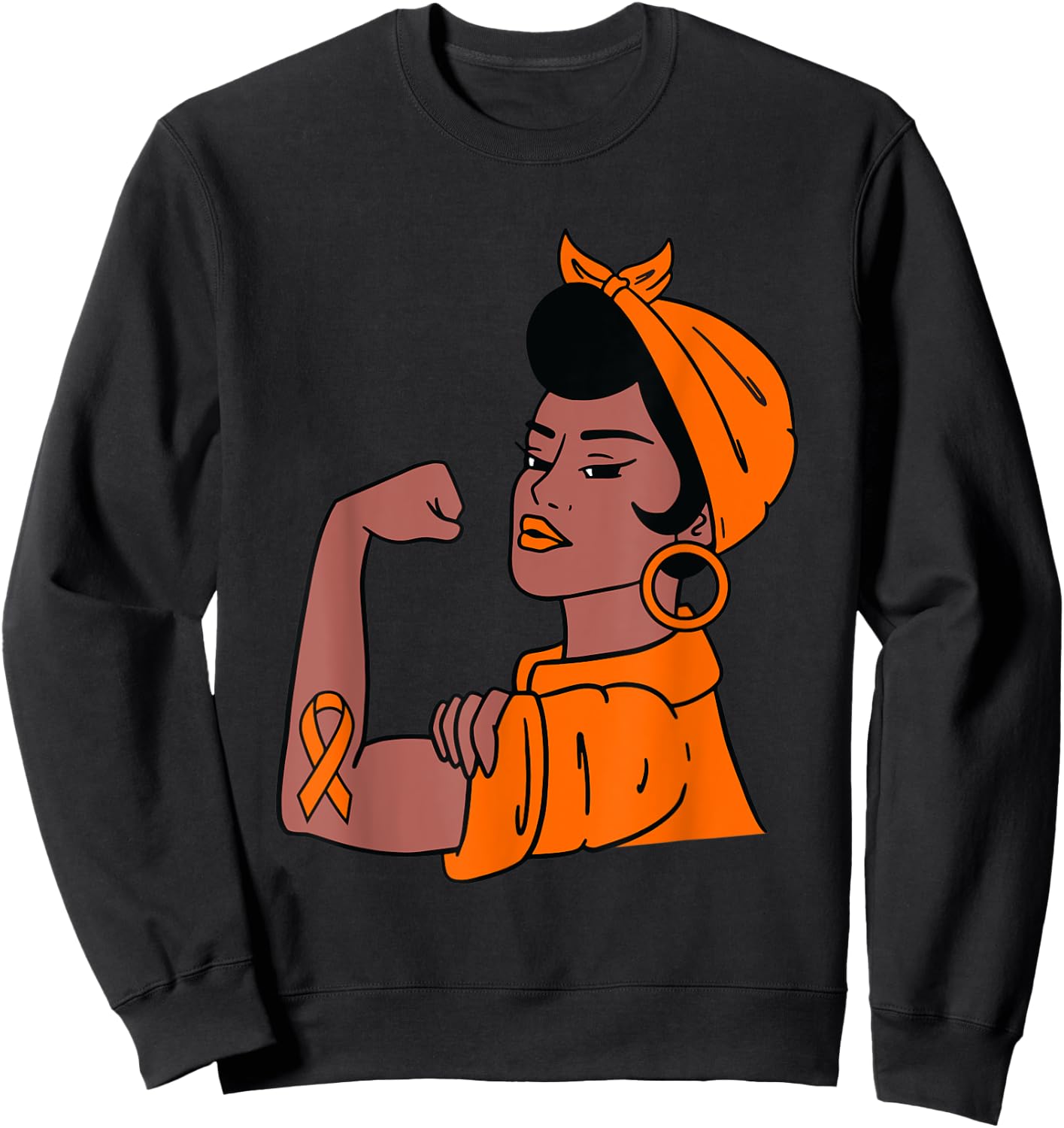 Endometrial Cancer Awareness Peach Ribbon Support Women Gift Sweatshirt - Sweatshirt | Black