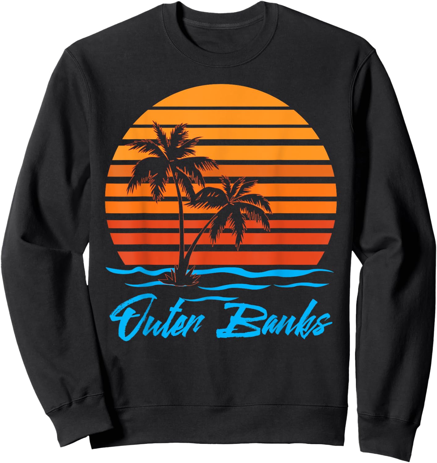 Outer Banks Sunset Palm Trees Beach Vacation Tourist Gifts Men Women Girls Kids Sweatshirt - Sweatshirt | Black