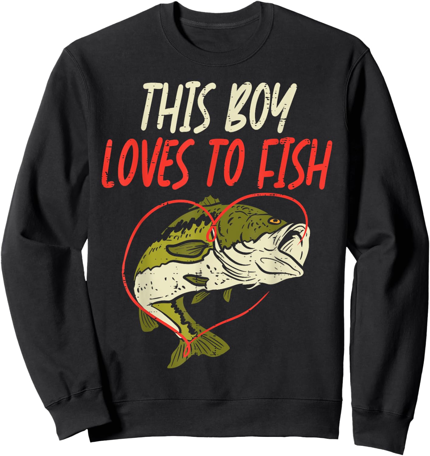 This Boy Loves To Fish Bass Fishing Family Matching Men Gift Sweatshirt - Sweatshirt | Black