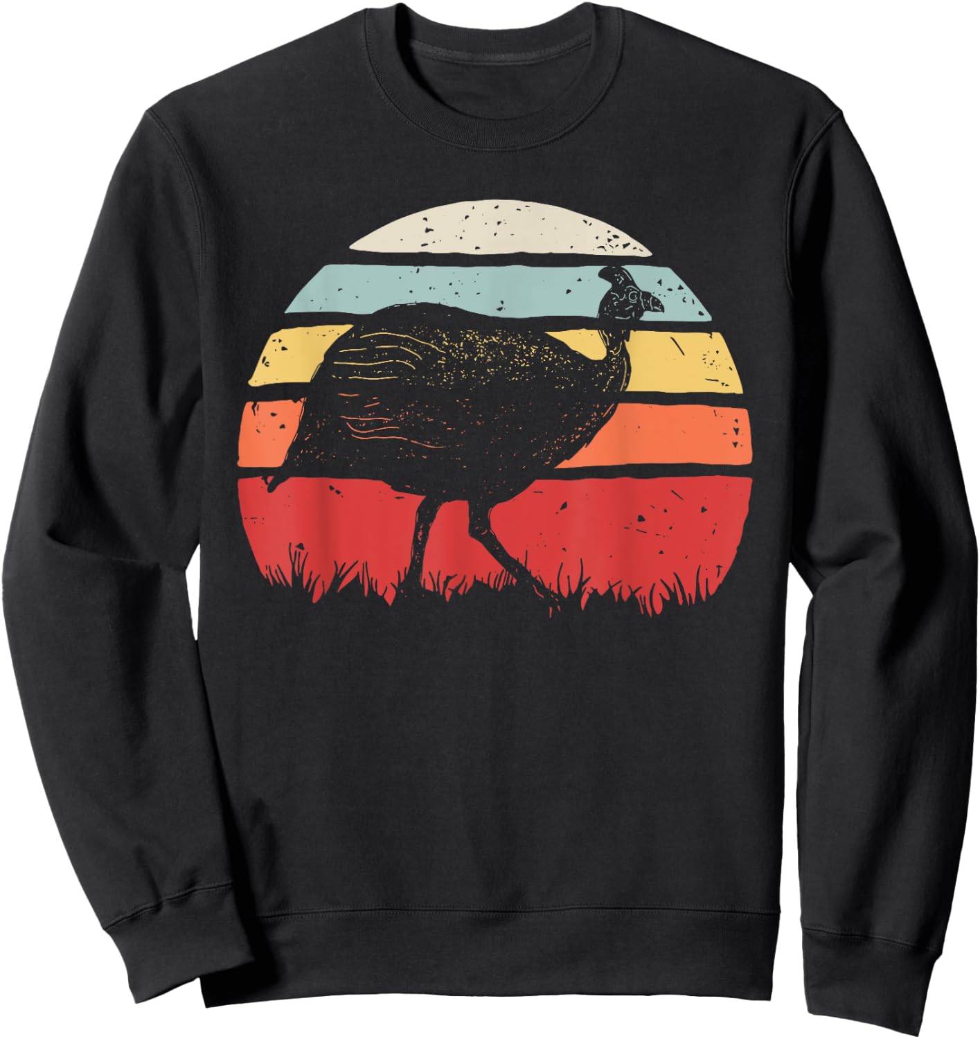 Vintage Retro Guinea Fowl Sweatshirt - Sweatshirt | Black
