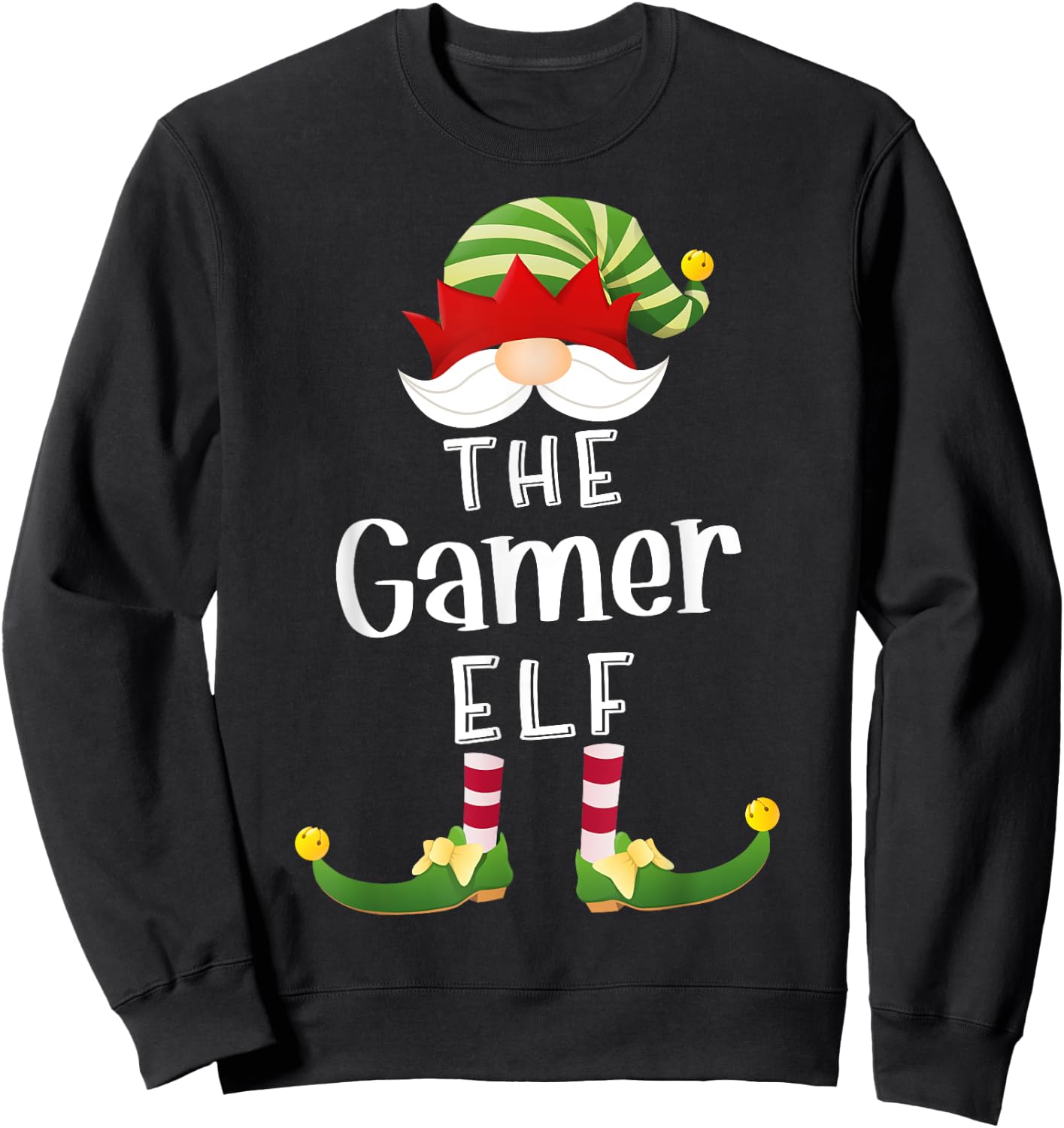 Gamer Elf Group Christmas Funny Pajama Party Sweatshirt - Sweatshirt | Black