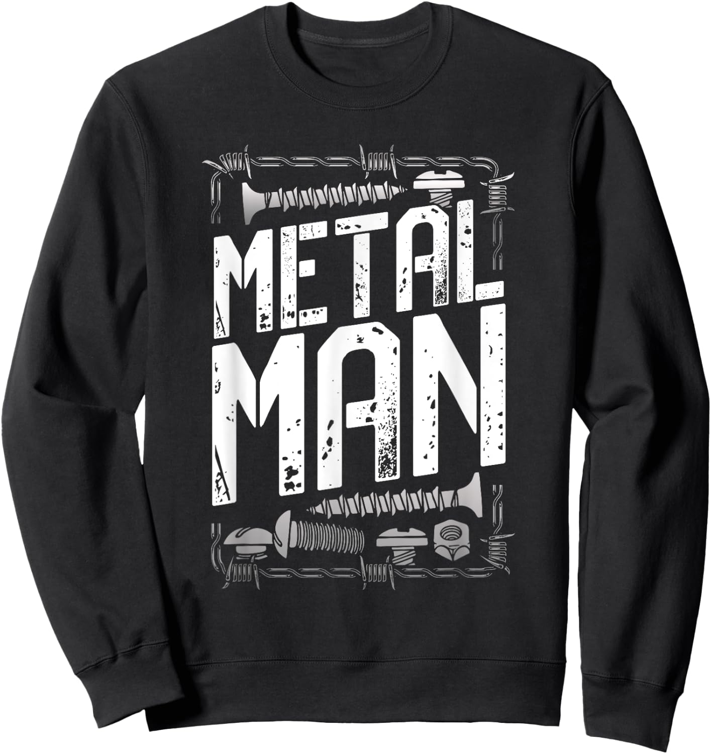 Metal Man - Bold Industrial Hardware Design Sweatshirt - Sweatshirt | Black