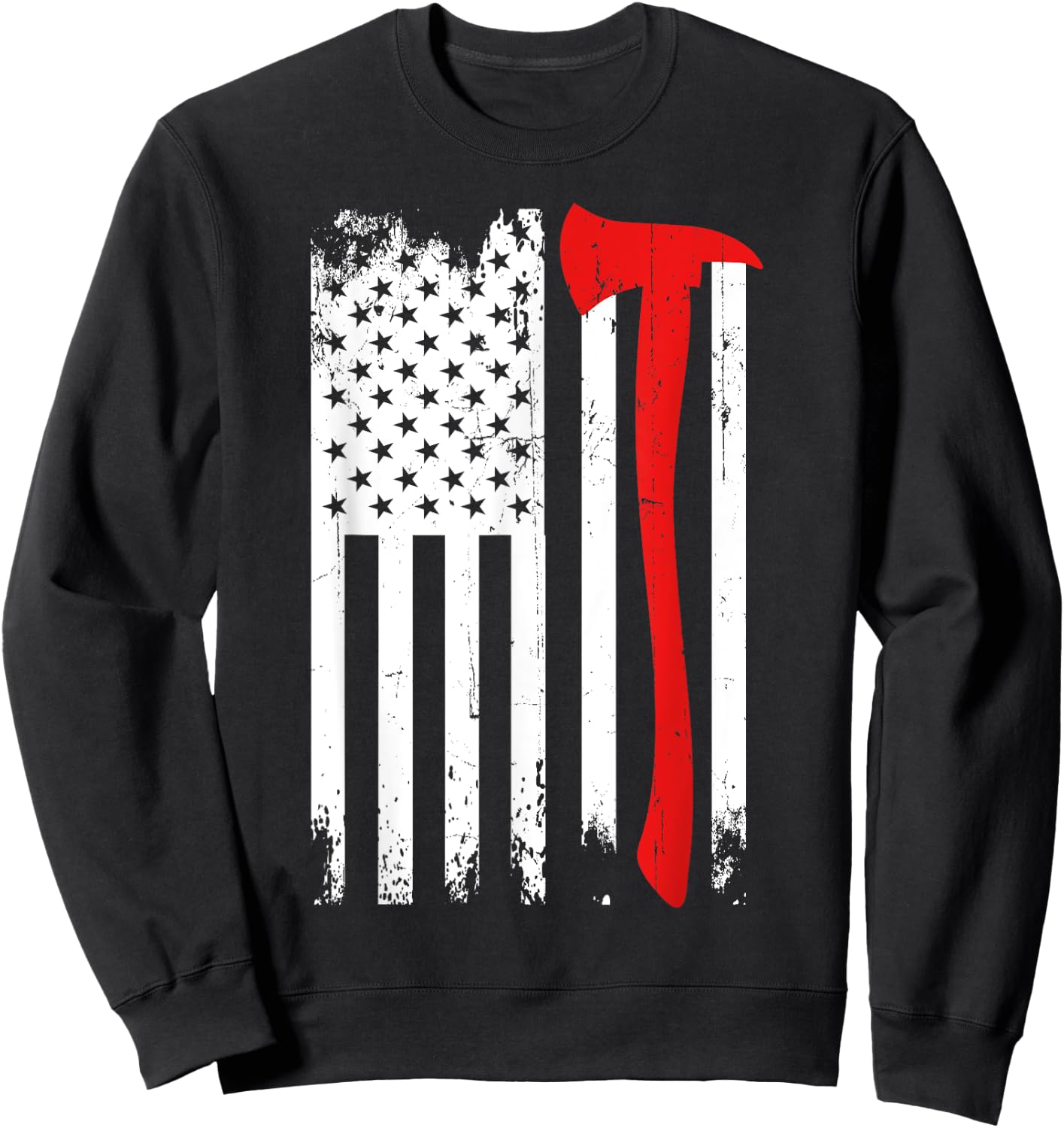 Firefighter Patriotic Fireman Firefighting Rescuer Volunteer Sweatshirt - Sweatshirt | Black