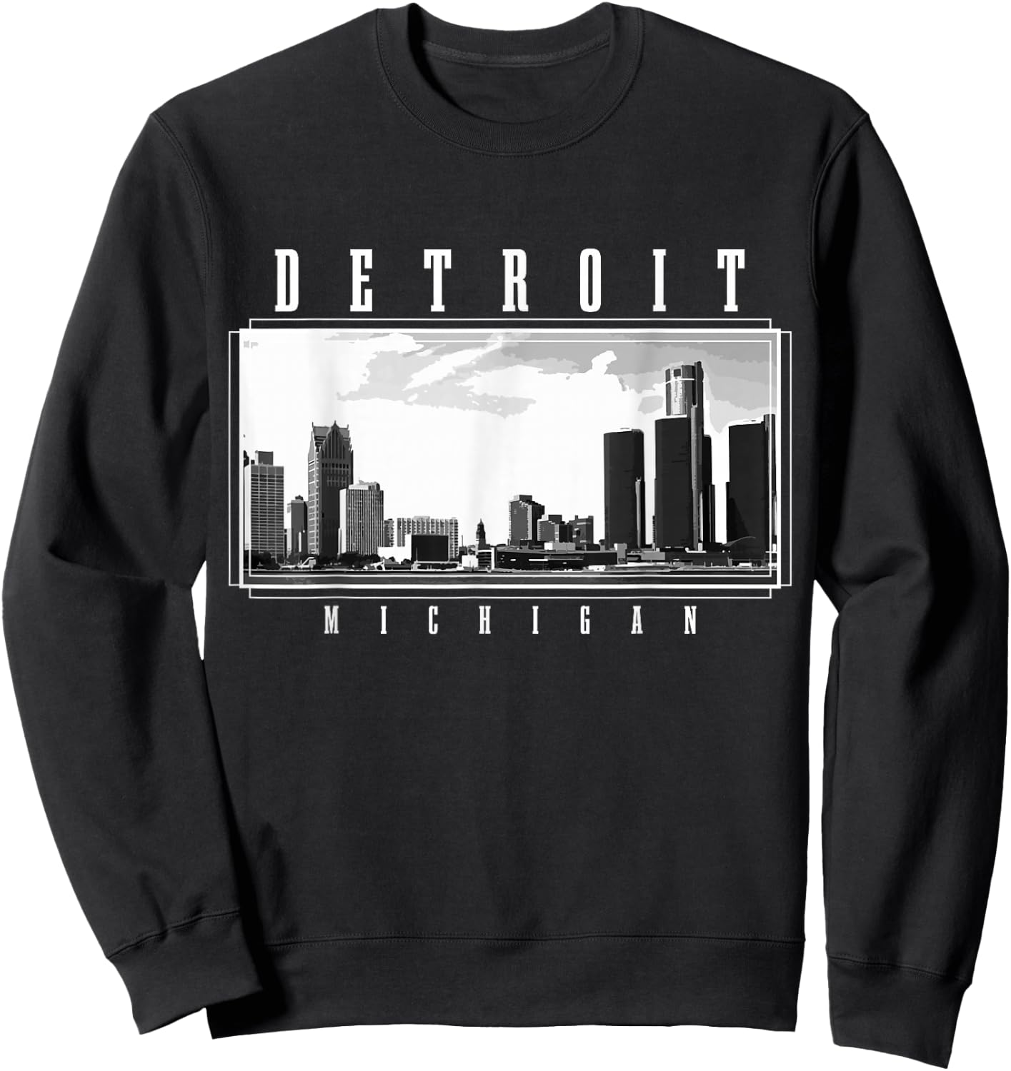 Detroit Skyline Michigan Pride Vintage Detroit Sweatshirt - Sweatshirt | Black