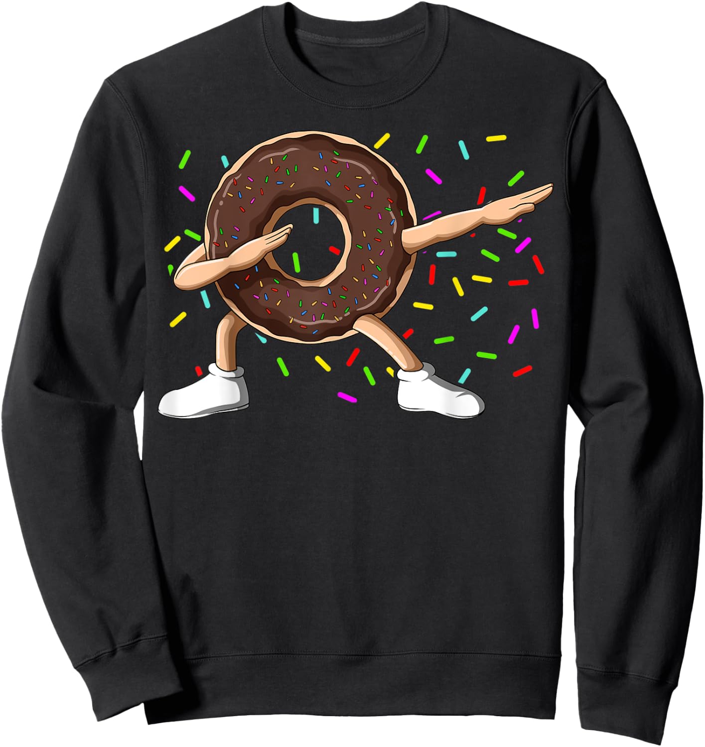 Dabbing Donut With Sprinkles Dabbing Chocolate Donut Dab Sweatshirt - Sweatshirt | Black