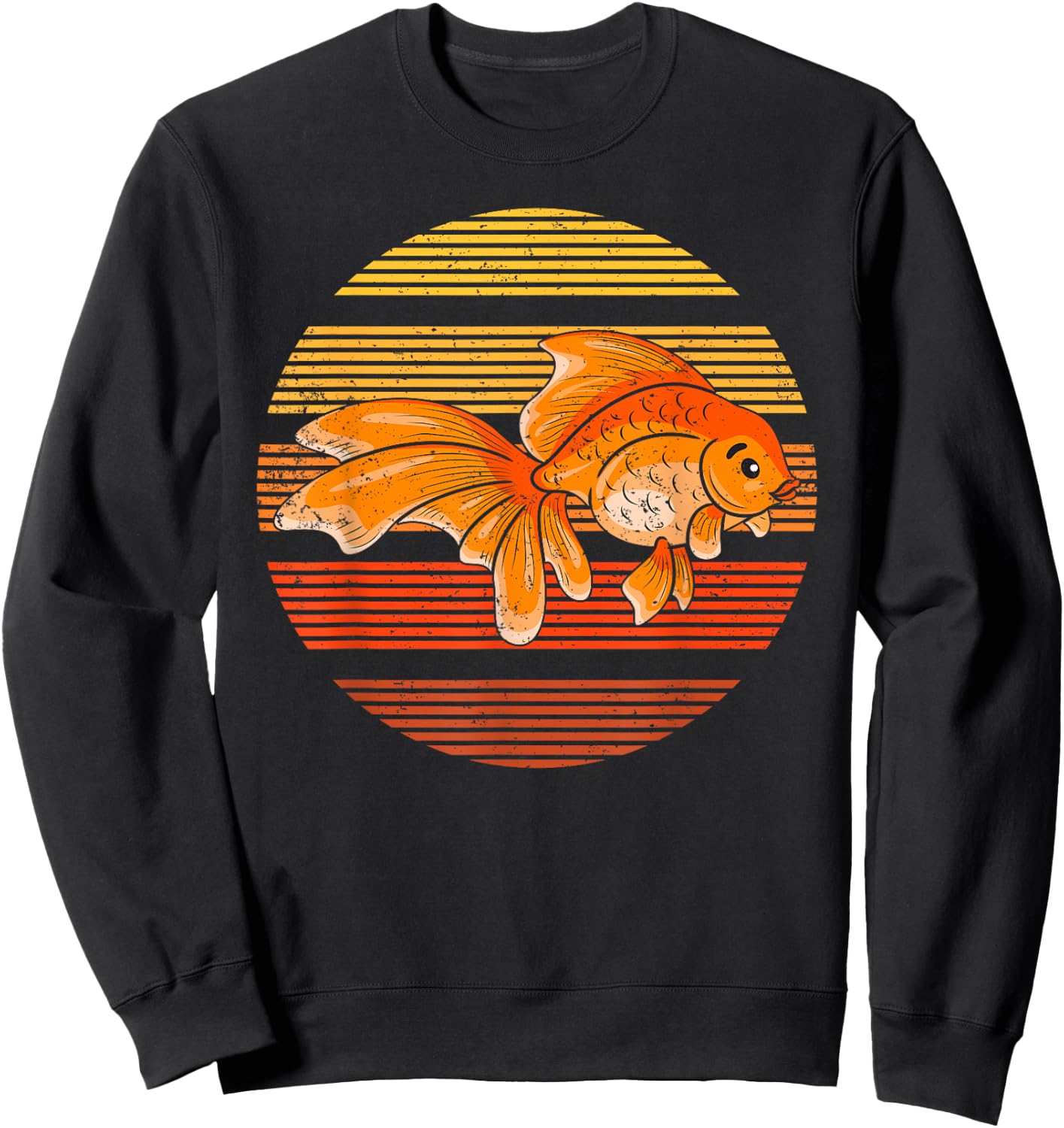 Vintage Retro Goldfish Gift Goldfish Fish Lover - Kids Black Cartoon Classic Retro Distressed Novelty - Small Sweatshirt - Sweatshirt | Black