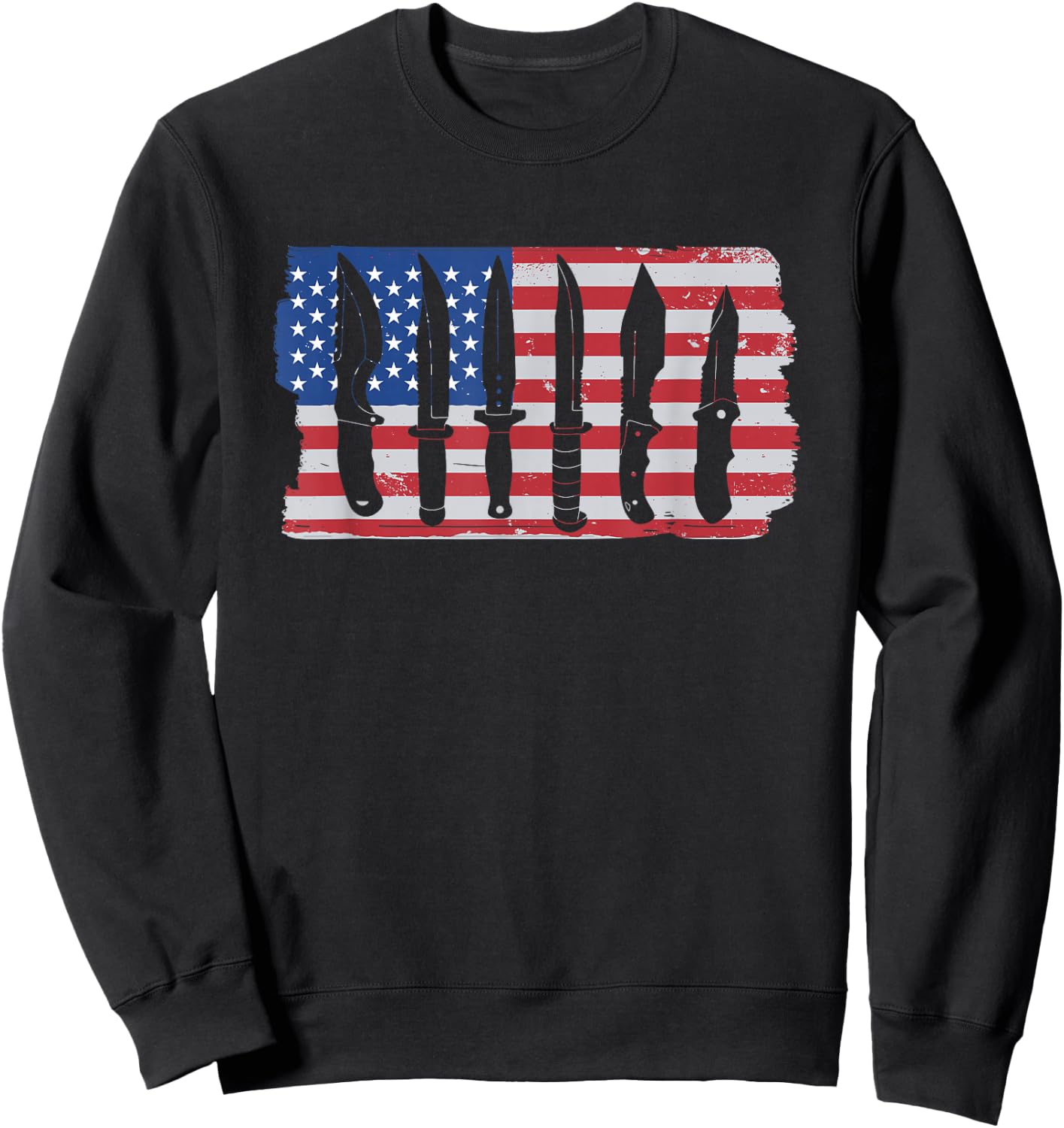 American Flag Different Kinds Of Knife Knife Collector Women Men Sweatshirt - Sweatshirt | Black