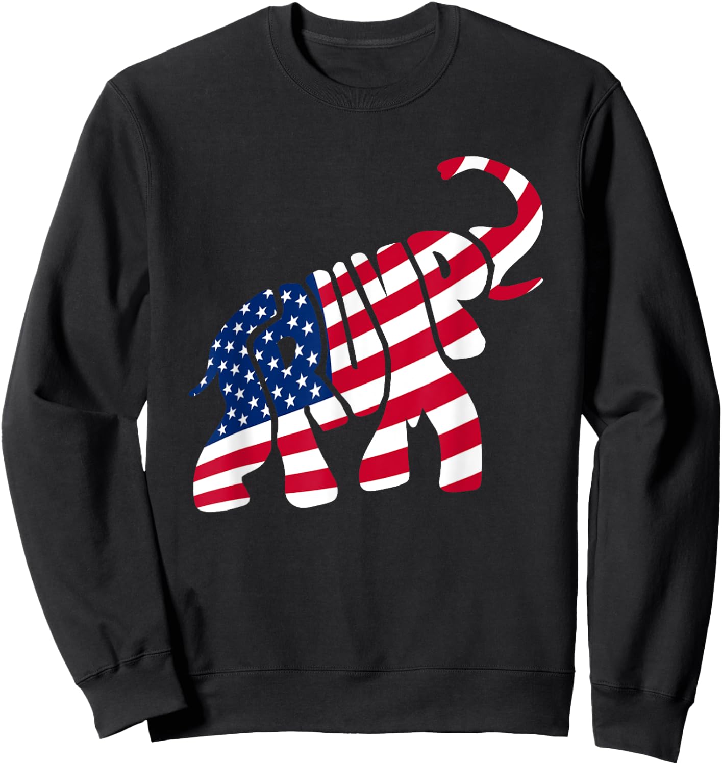 Cute Trump Gift | Proud American Flag Elephant Women Sweatshirt - Sweatshirt | Black