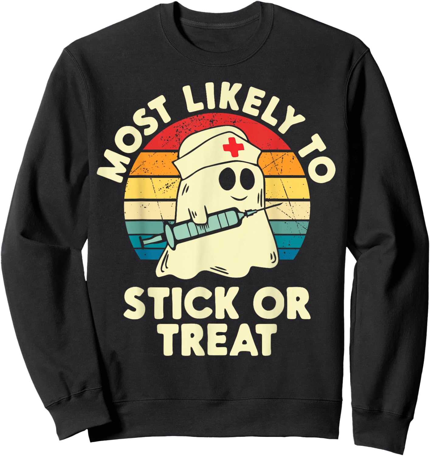 Most Likely To Halloween Nurse Stick Or Treat Matching Sweatshirt - Sweatshirt | Black