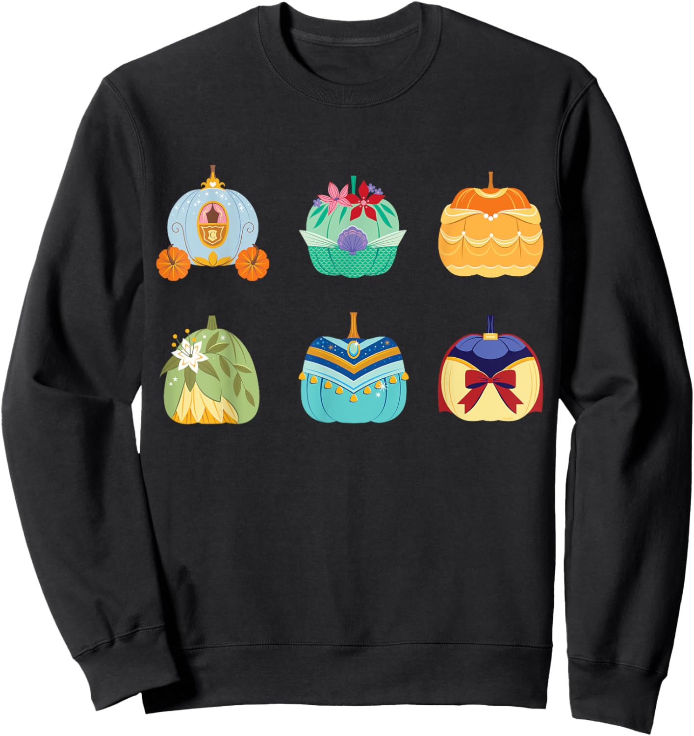 Disney Princess Pumpkins Fall Autumn Six Pumpkin Princesses Sweatshirt - Sweatshirt | Black