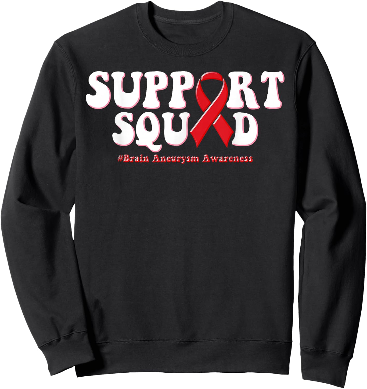 Retro Groovy Support Squad Brain Aneurysm Awareness Sweatshirt - Sweatshirt | Black
