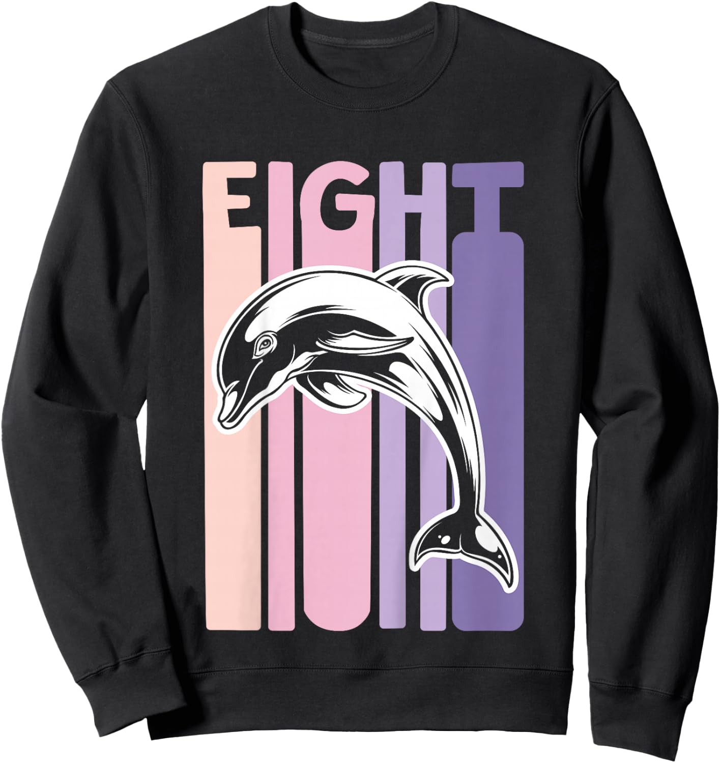 8th Birthday Gift Dolphin Fan 8 Years old Girl Sweatshirt - Sweatshirt | Black