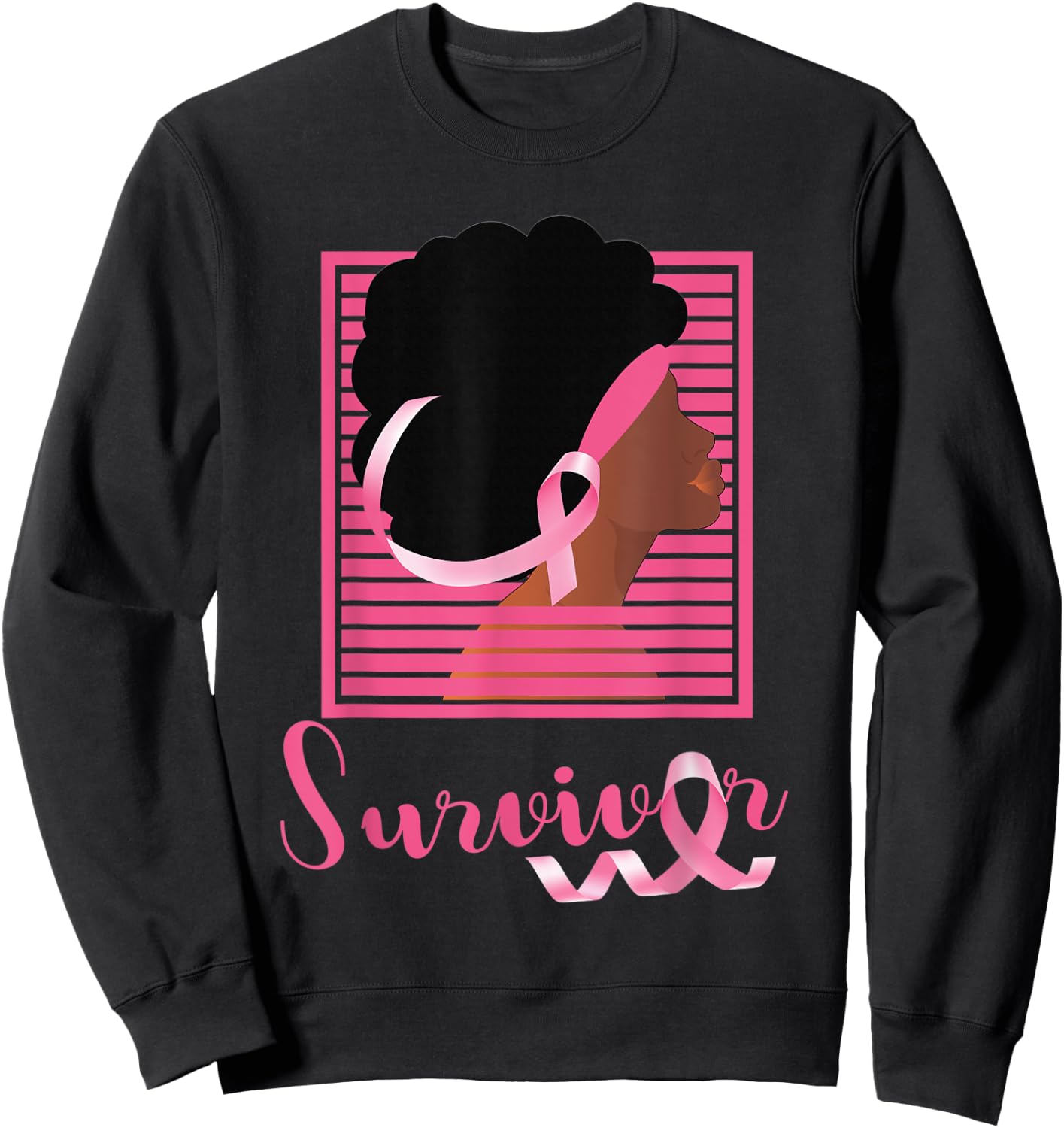 African American Black Woman Survivor Breast Cancer Awarenes Sweatshirt - Sweatshirt | Black