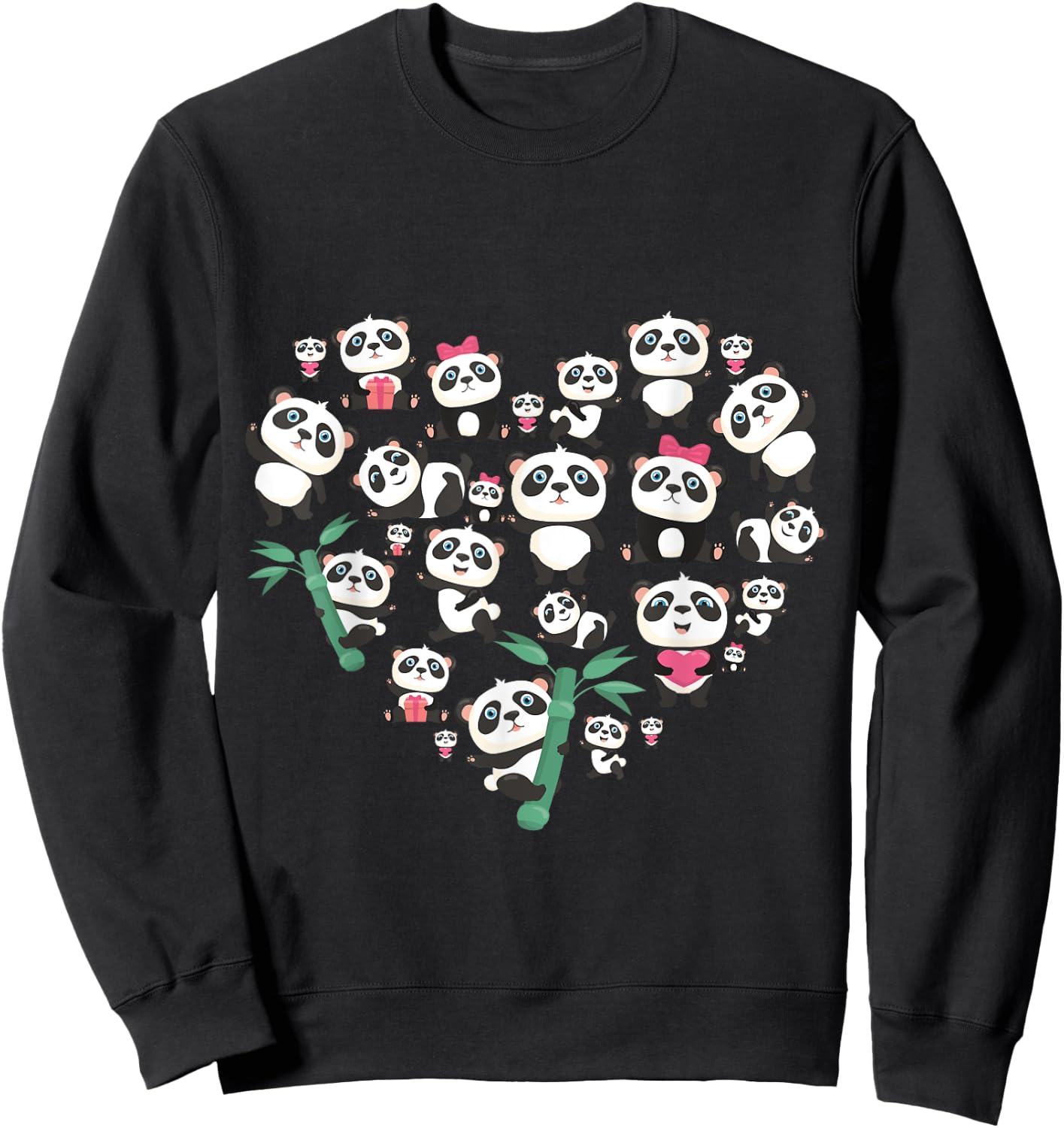 Panda Bear Lover Heart Cute Panda gifts for girl kids women Sweatshirt - Sweatshirt | Black