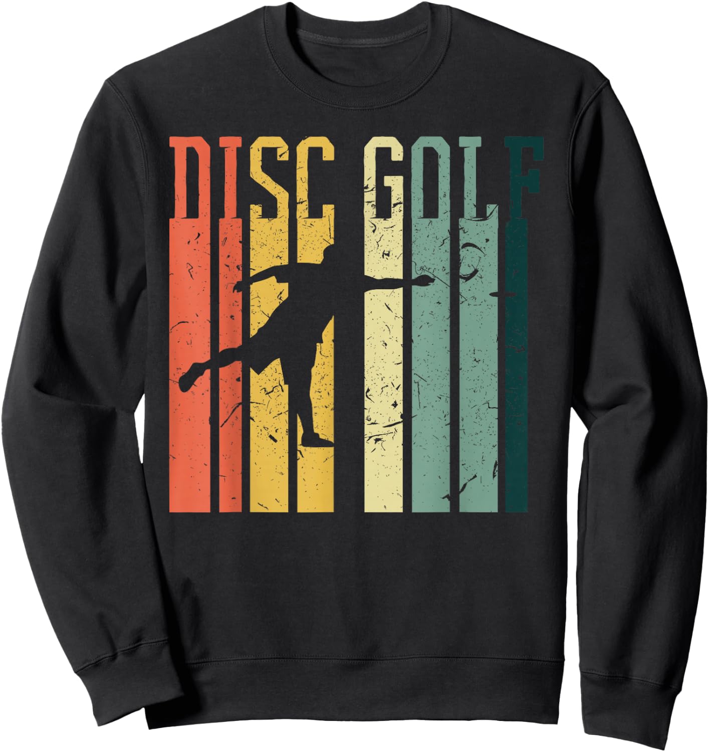 Cool Vintage Style Disc Golf Design Designs Retro Disc Golf Silhouette | Vintage Frisbee Lover -Adults, Kids Black Short Sleeve Sweatshirt - Sweatshirt | Black