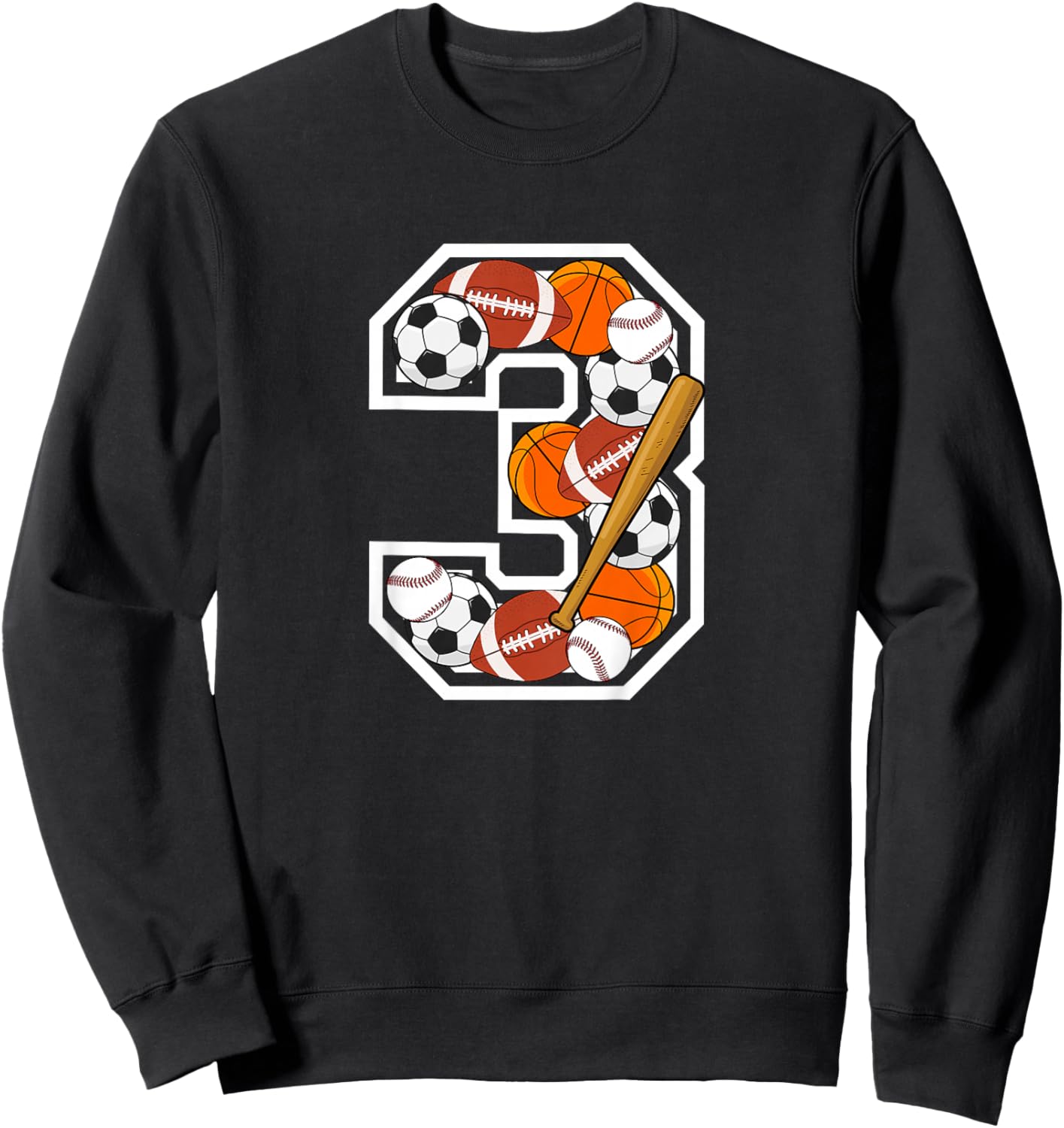Kids 3rd Birthday Sports Birthday Party 3 Year Old Boy Sweatshirt - Sweatshirt | Black