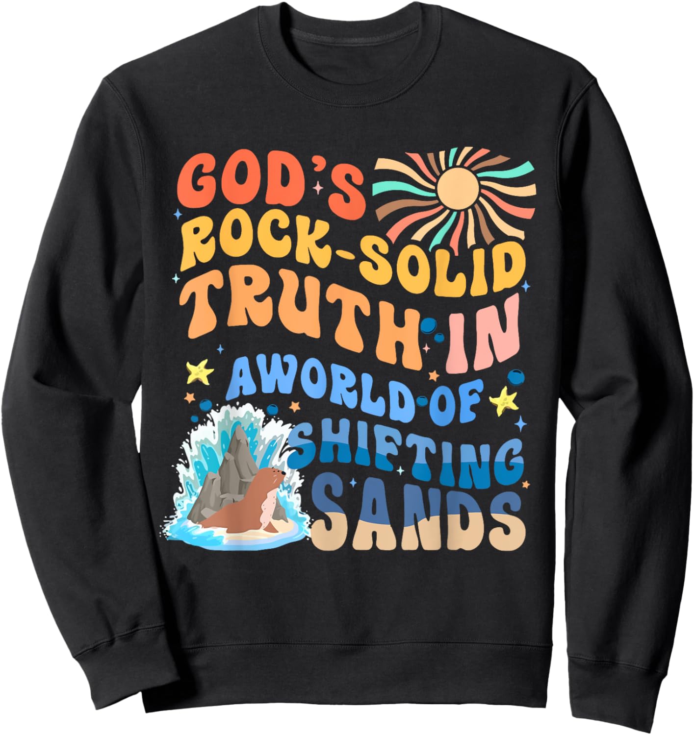 God's Rock Solid Breaker Rock Beach VBS 2026 Christian Sweatshirt - Sweatshirt | Black