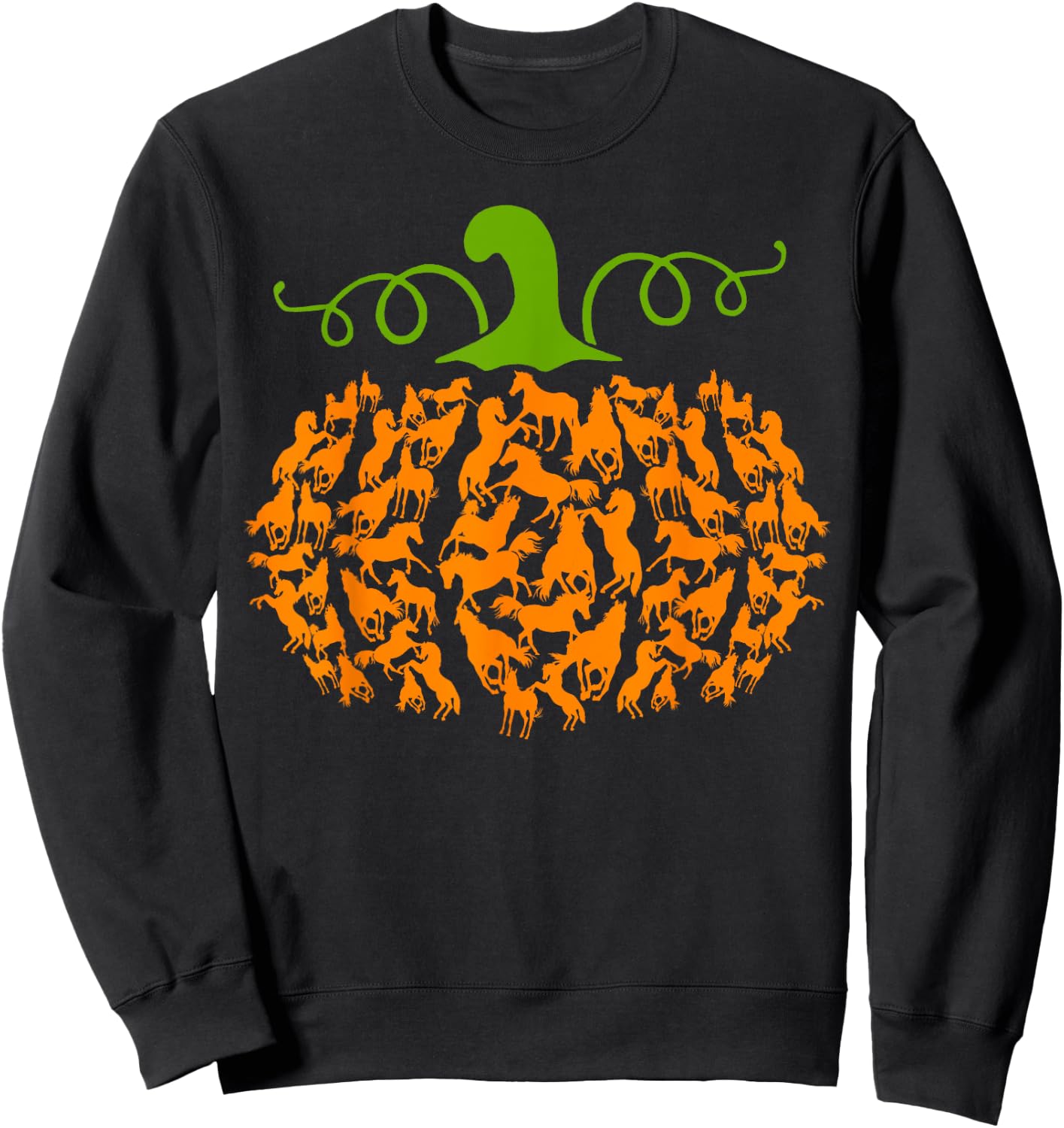 Pumpkin Horse Lover Halloween Costume Girls Women Sweatshirt - Sweatshirt | Black