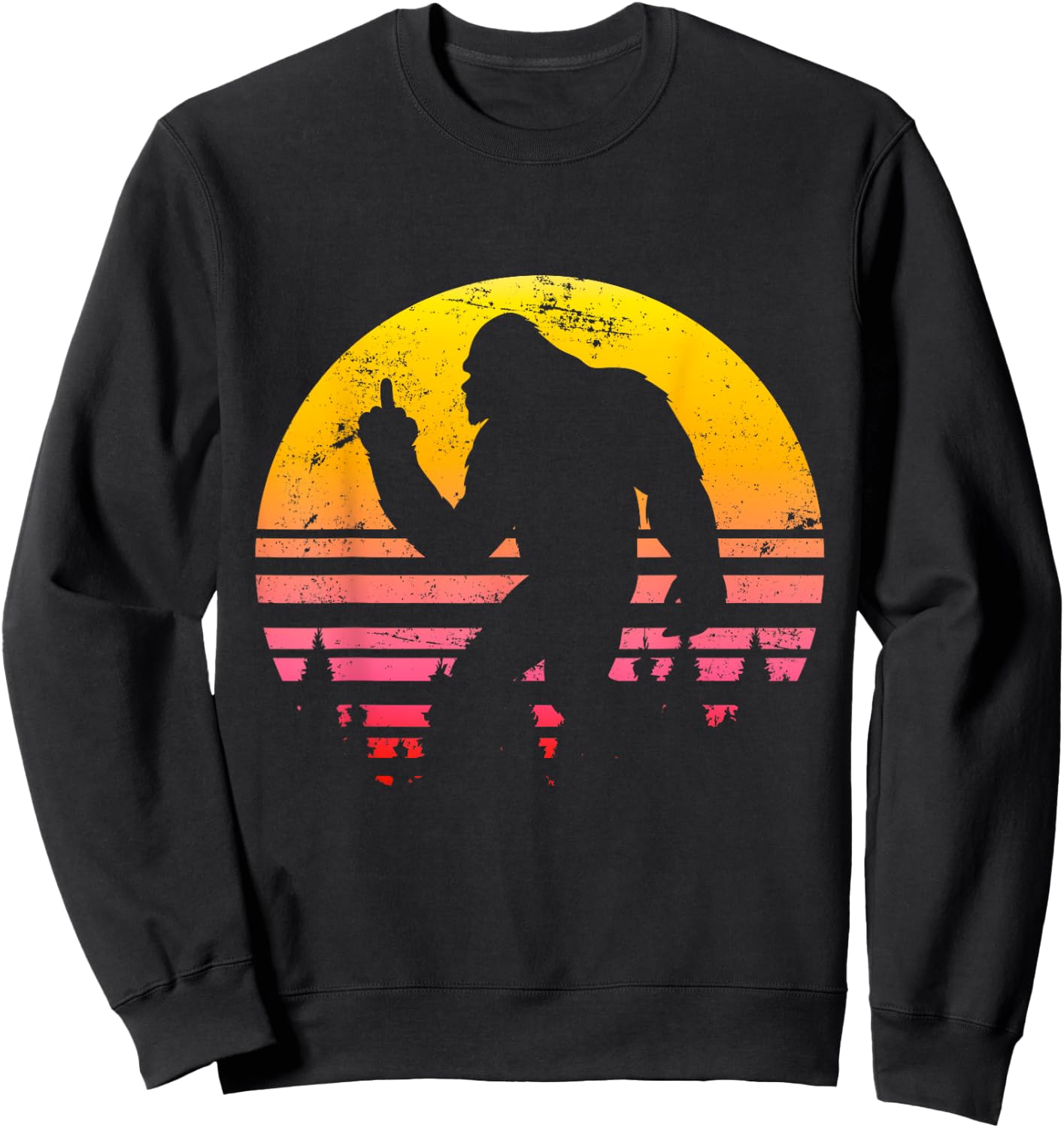 Big Foot Flips Middle Finger - Shoots Bird - Funny Sasquatch Sweatshirt - Sweatshirt | Black