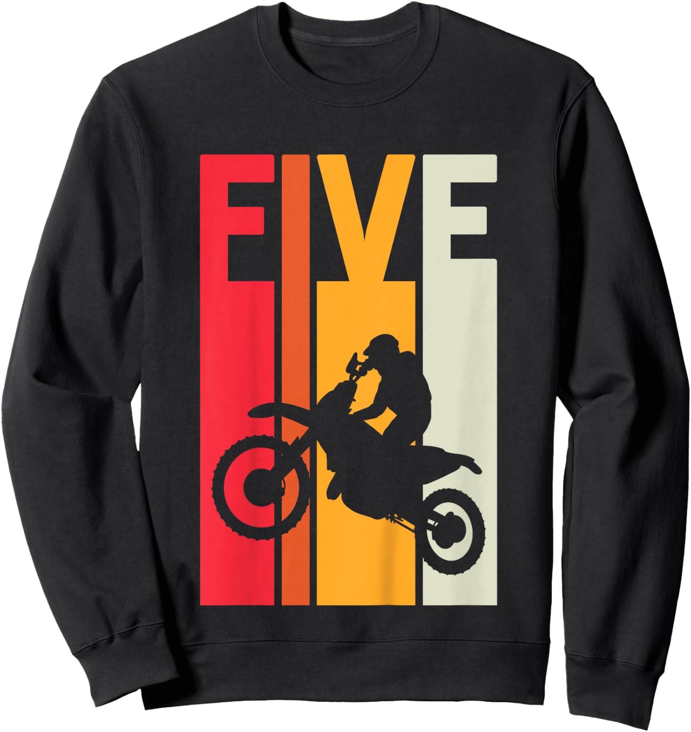 5th Birthday Retro Motocross 5 Years Boys Girl Dirt Bike Sweatshirt - Sweatshirt | Black