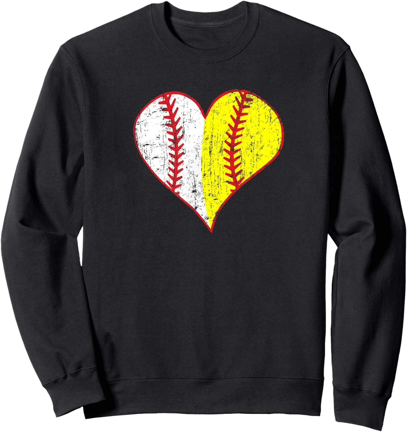 Cute Love Baseball Fast Pitch Softball Heart Baseball Mom Sweatshirt - Sweatshirt | Black