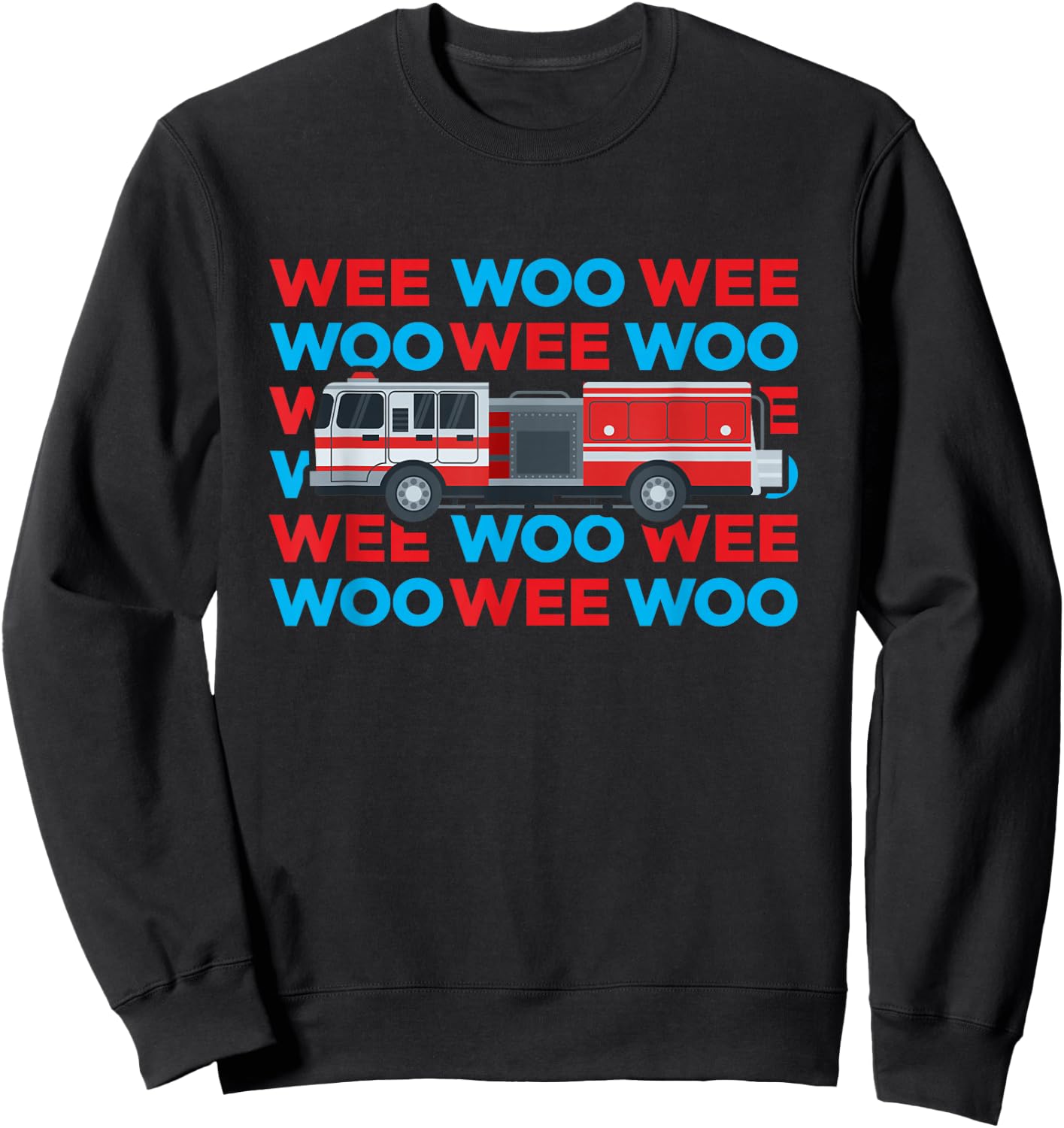 Fire Truck Engine Firefighter for Kids Wee Woo Emergency Sweatshirt - Sweatshirt | Black