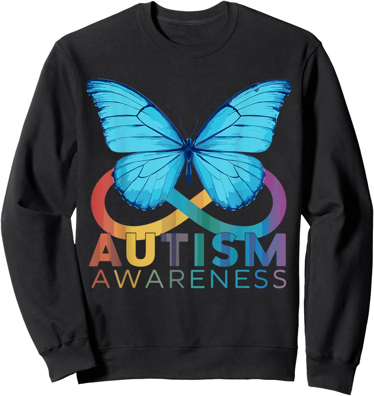 Butterfly Blue For Autism Awareness Month Sweatshirt - Sweatshirt | Black