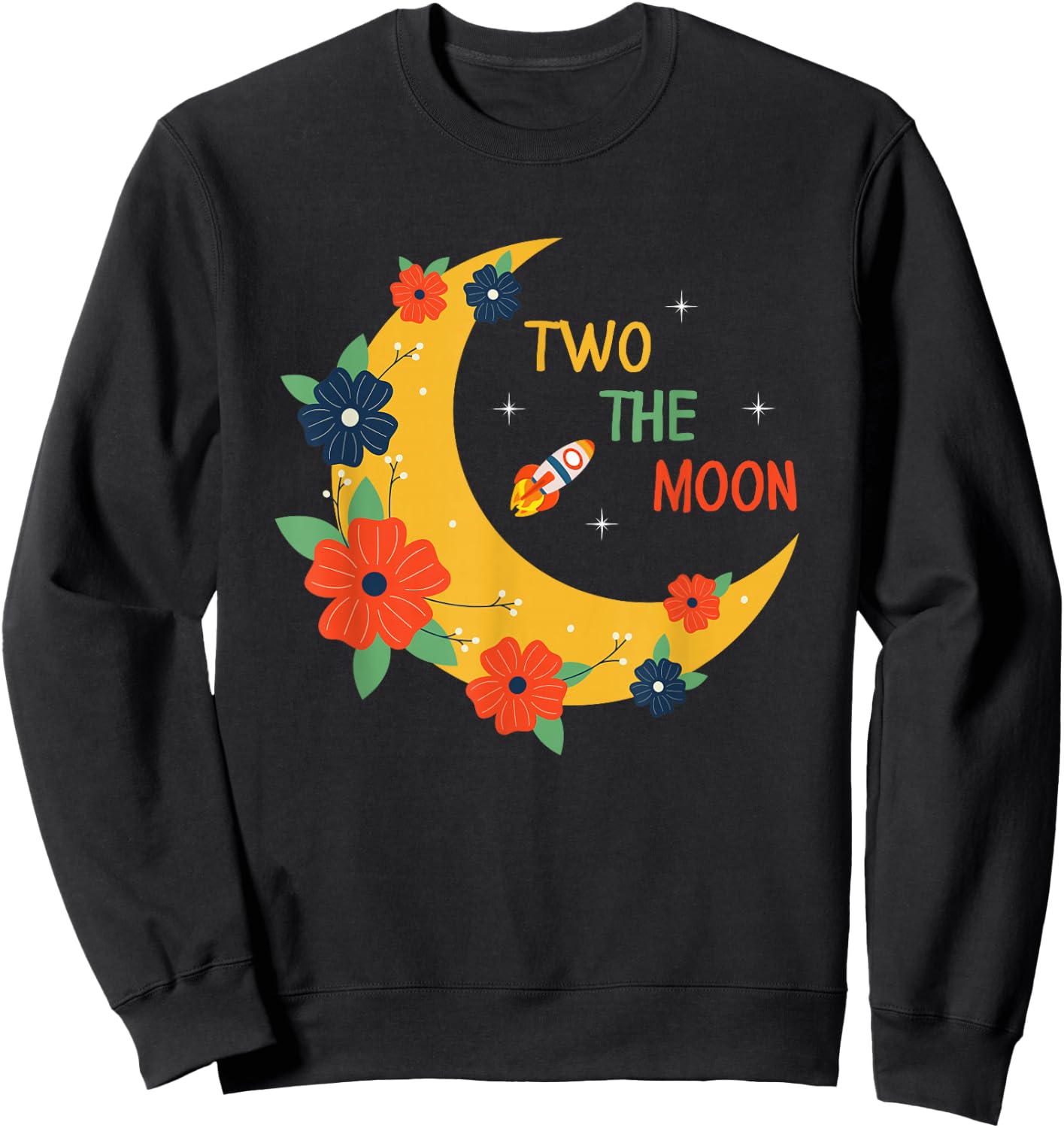 Girl's Two the Moon Shirt - Toddler 2nd Birthday Gift Sweatshirt - Sweatshirt | Black