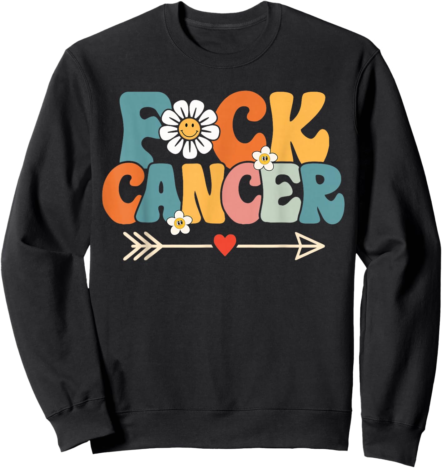 Groovy Fuck Cancer, I Hate Cancer, Breast Cancer Awareness Sweatshirt - Sweatshirt | Black