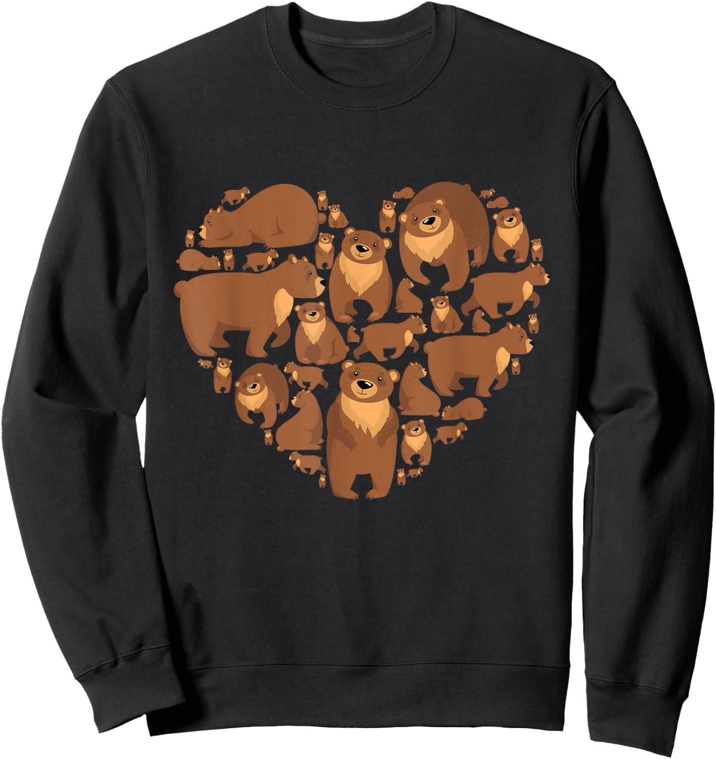 Grizzly Bear lover heart bear love camping hiking men women Sweatshirt - Sweatshirt | Black