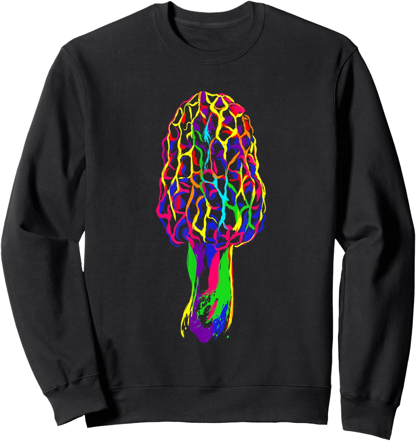 Colorful Morel Mushroom Sweatshirt - Sweatshirt | Black