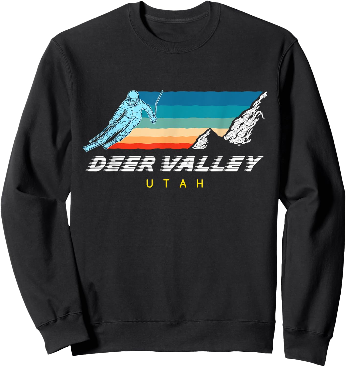Deer Valley, Utah - USA Ski Resort 1980s Retro Sweatshirt - Sweatshirt | Black