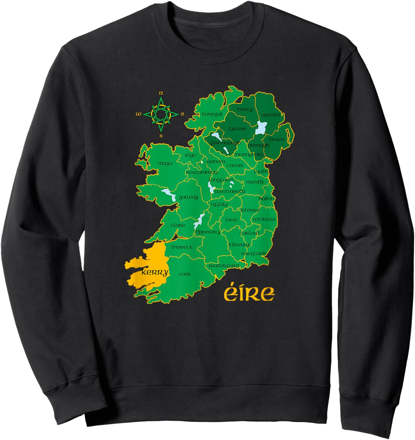 Kerry Ireland County Map Eire Irish Travel Sweatshirt - Sweatshirt | Black