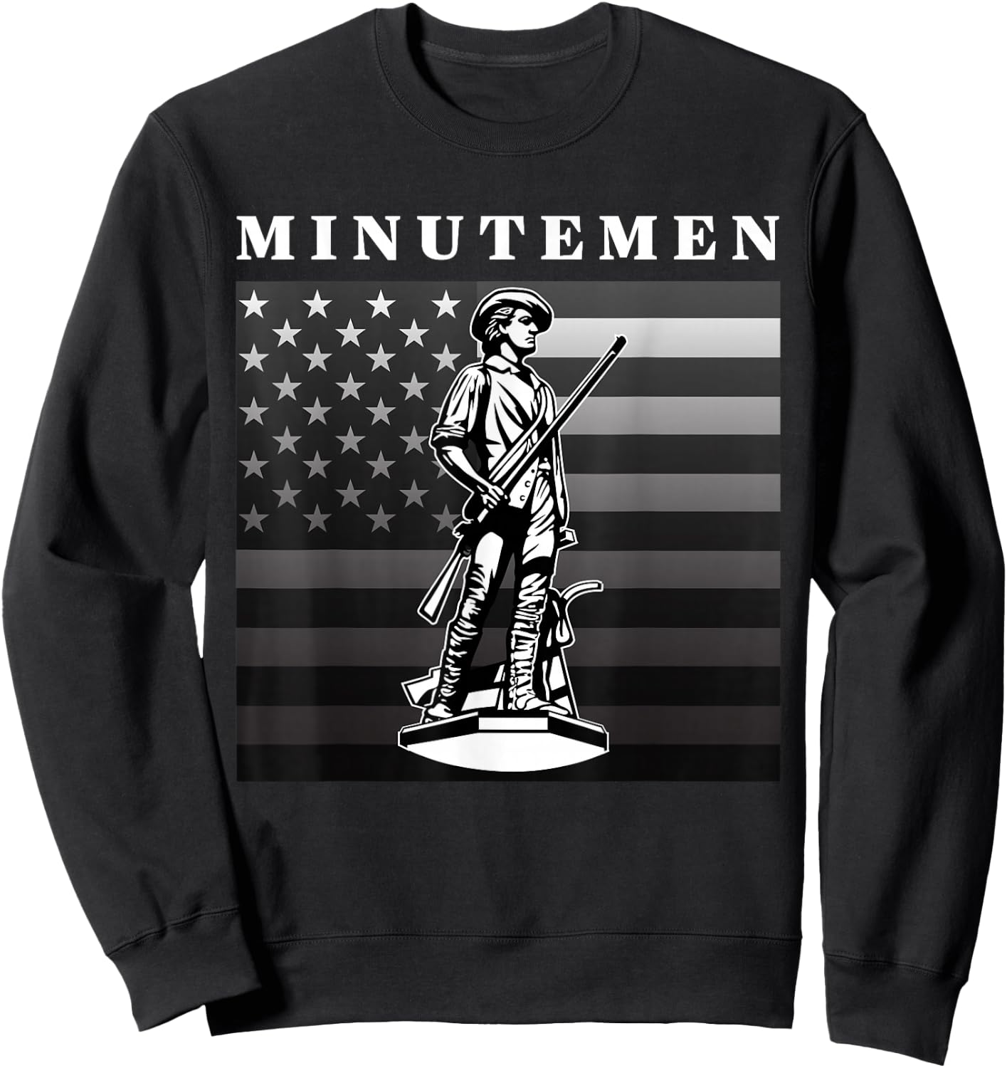 Minutemen USA American Flag 1776 Independence Day Sweatshirt - Sweatshirt | Black
