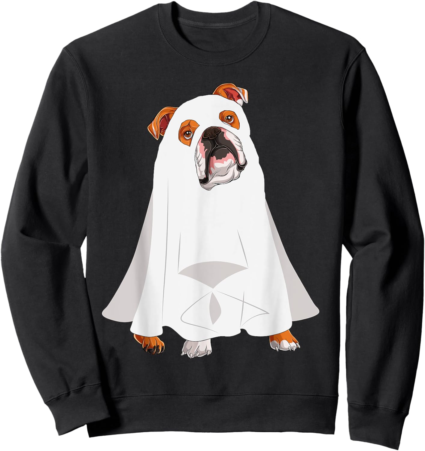 English Bulldog Ghost Pumpkin Halloween Fall Dog Lover Women Sweatshirt - Sweatshirt | Black