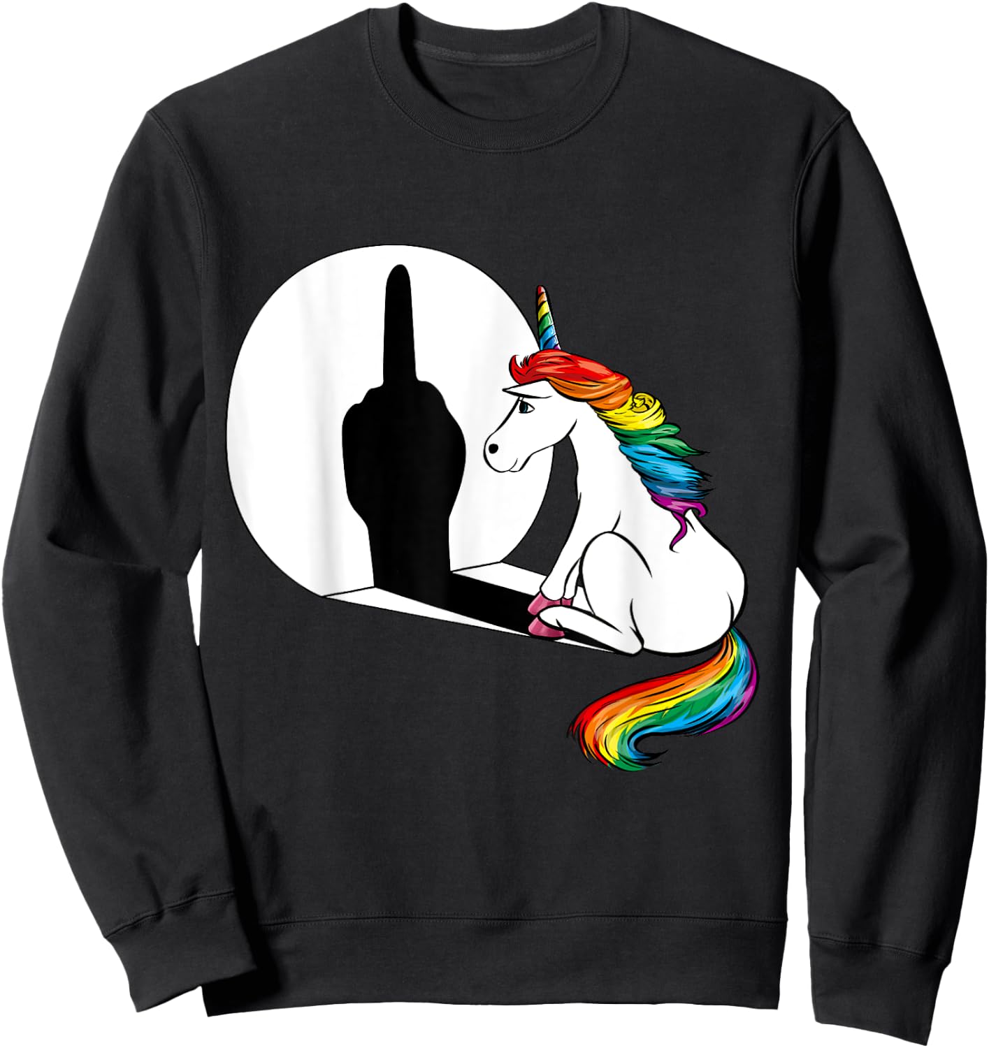 Unicorn Sarcasm Funny Shadow Unicorn Middle Finger Sweatshirt - Sweatshirt | Black