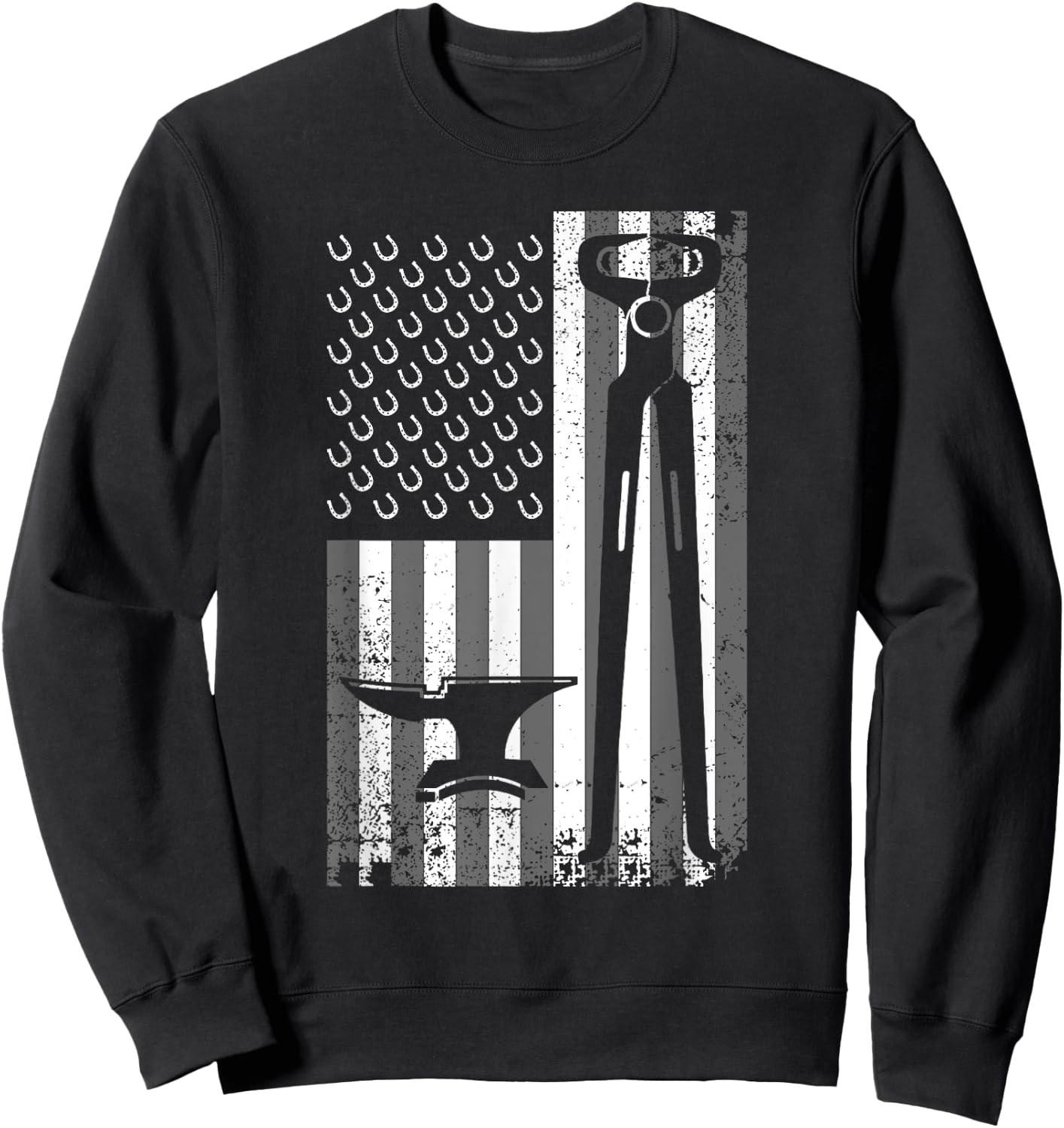 Funny Farrier Gift Cool Farrier Tools American Flag Sweatshirt - Sweatshirt | Black