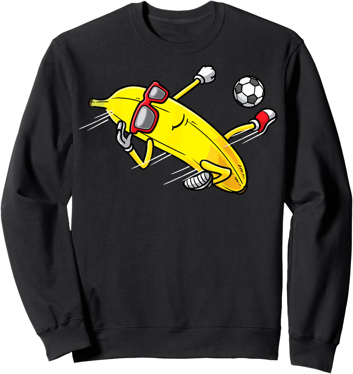 Banana Playing Soccer Fruit Soccer Player Sweatshirt - Sweatshirt | Black