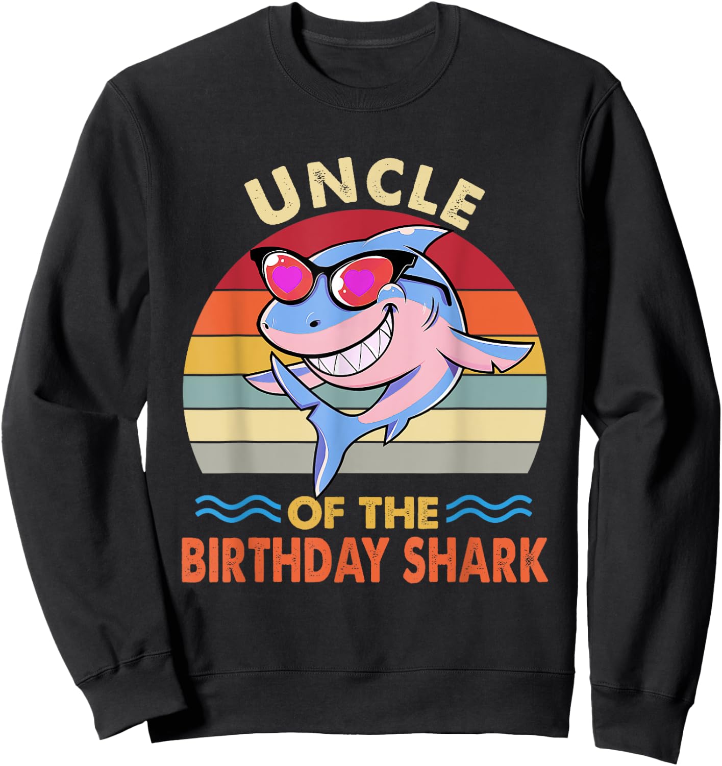Uncle of the Shark Birthday Matching Family Sweatshirt - Sweatshirt | Black