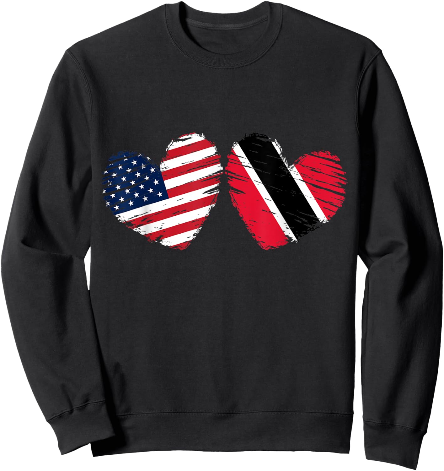 USA Trinidad and Tobago Flag Heart Trinbagonian American Sweatshirt - Sweatshirt | Black