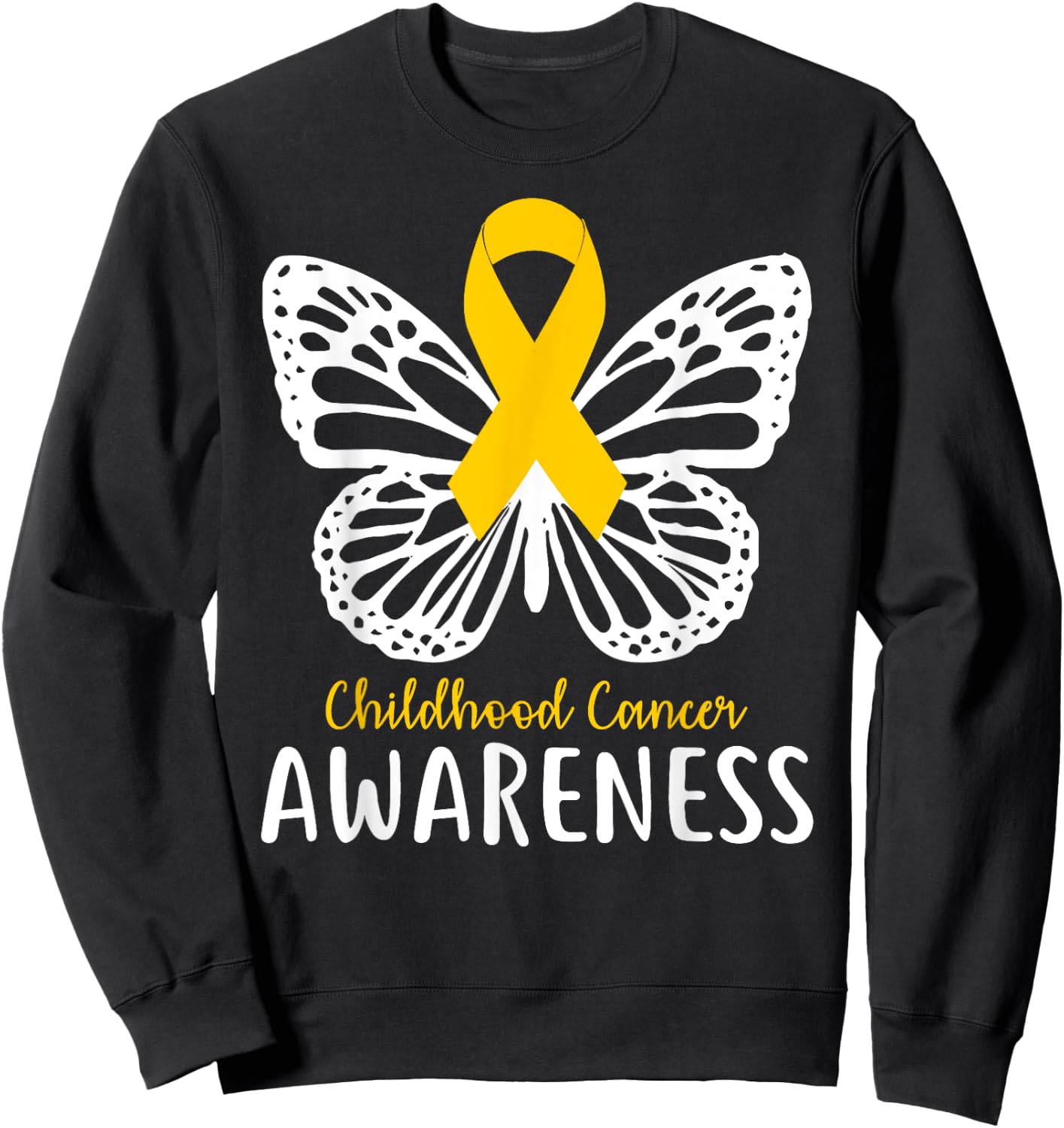 Pediatric Cancer Awareness Childhood Gifts Butterfly Sweatshirt - Sweatshirt | Black